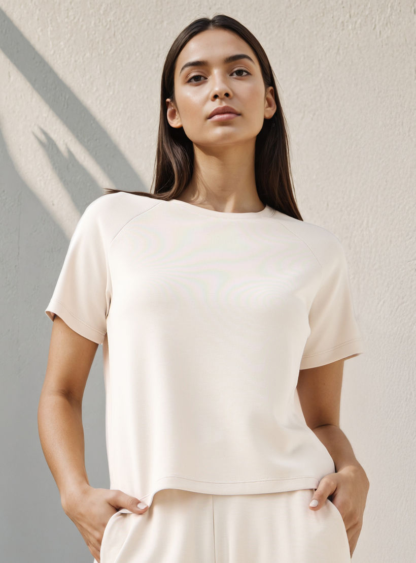 Crew Neck T-shirt with Short Sleeves-women-clothing-tshirts-image-1
