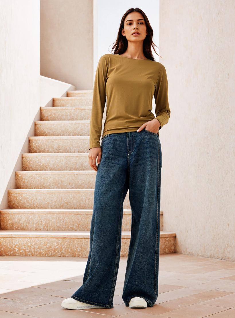Ribbed T-shirt with Crew Neck-women-clothing-tshirts-image-2