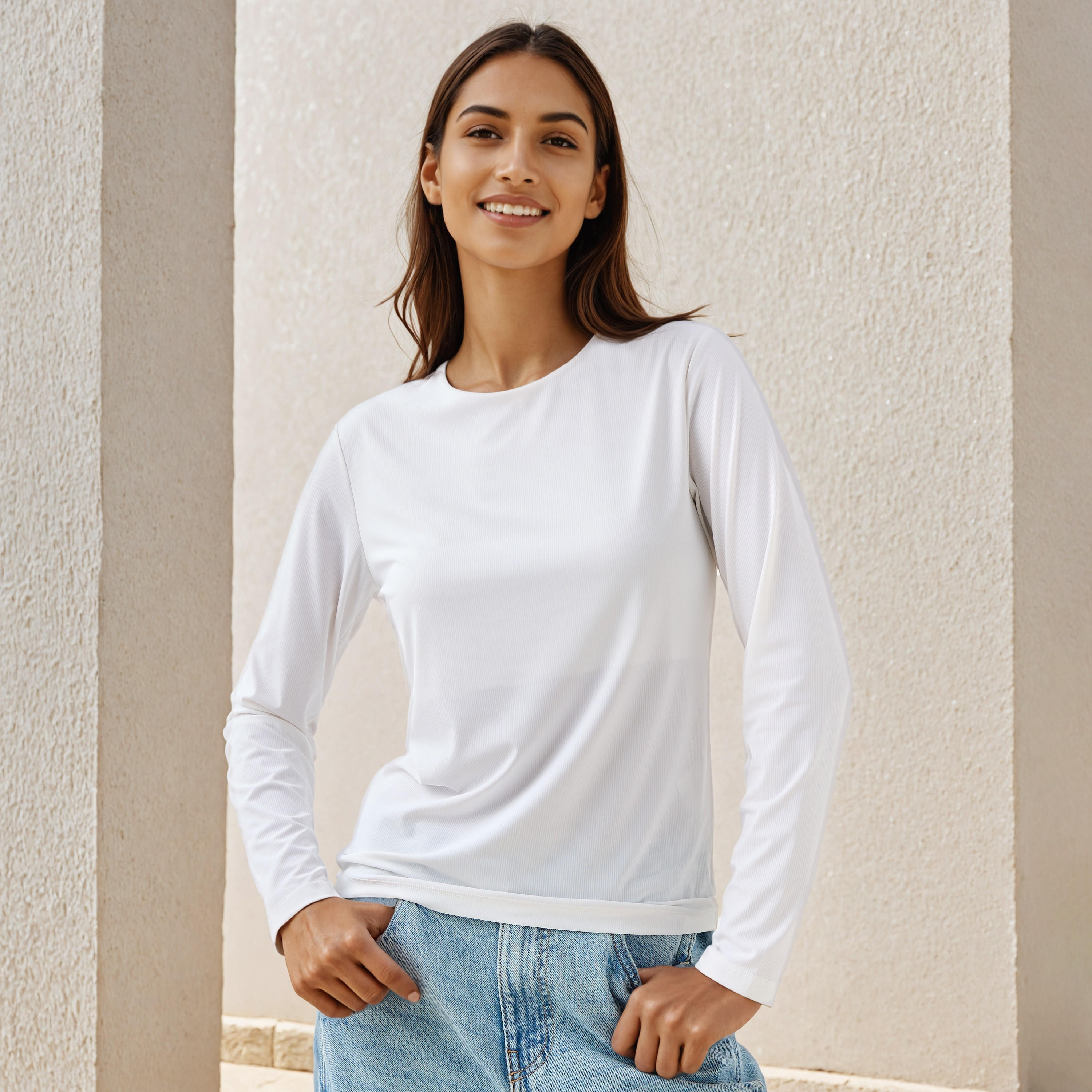 تيشيرت مضلع بياقة ضيقة-women-clothing-tshirts-image-5