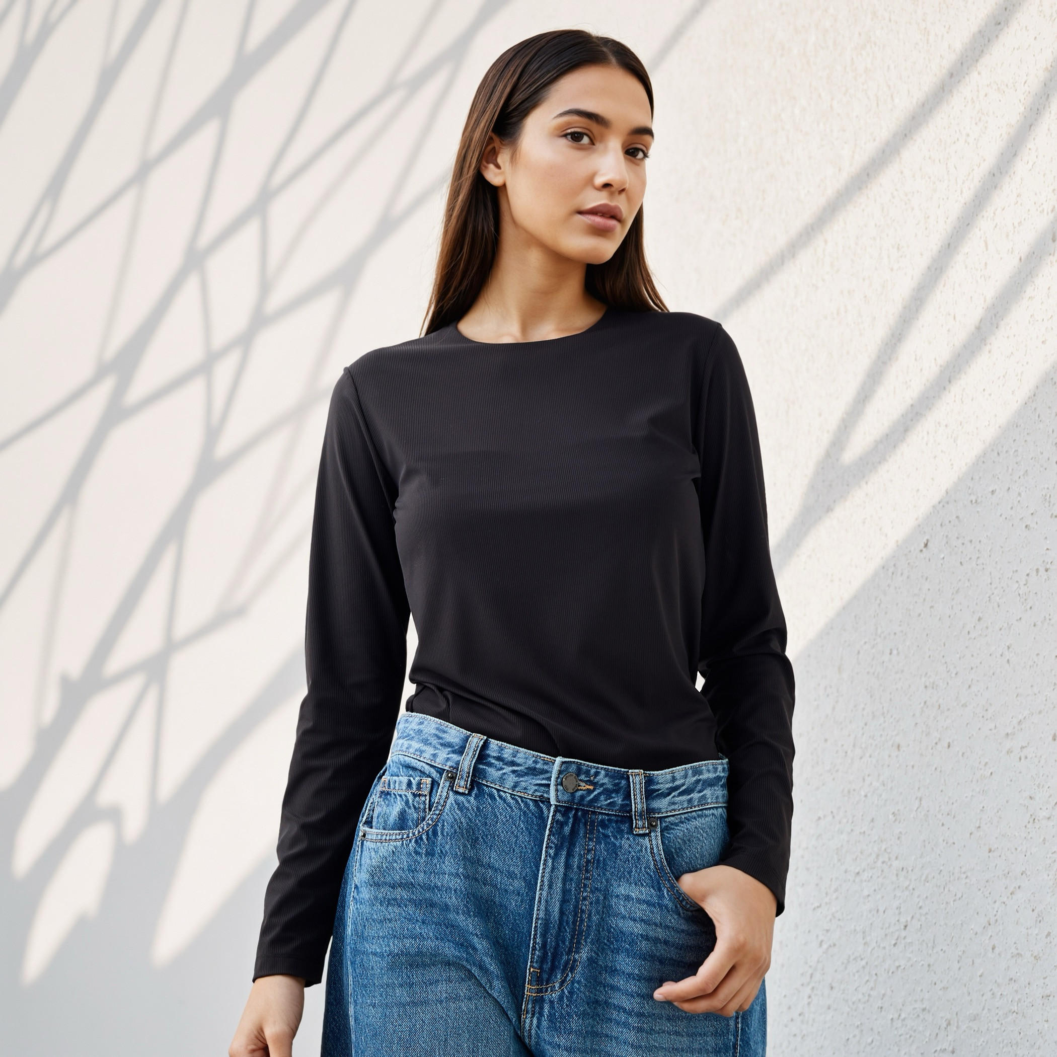 Ribbed T-shirt with Crew Neck-women-clothing-tshirts-image-1