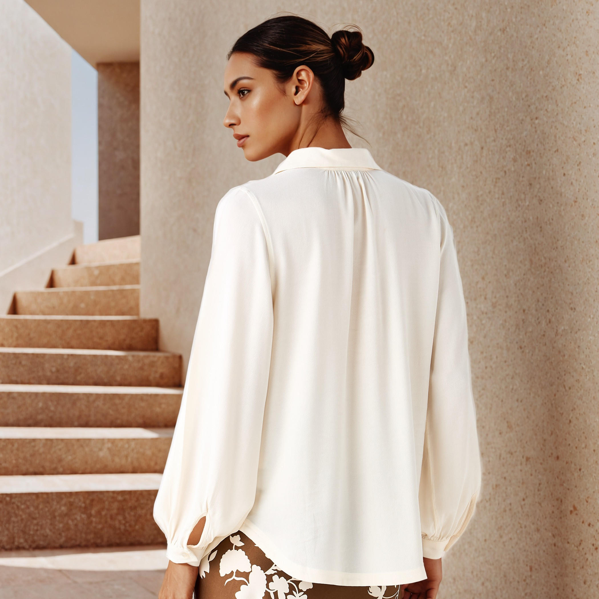 بلوزة بارزة الملمس بقصّة عادية وياقة عادية-women-clothing-shirtsandblouses-blouses-image-4