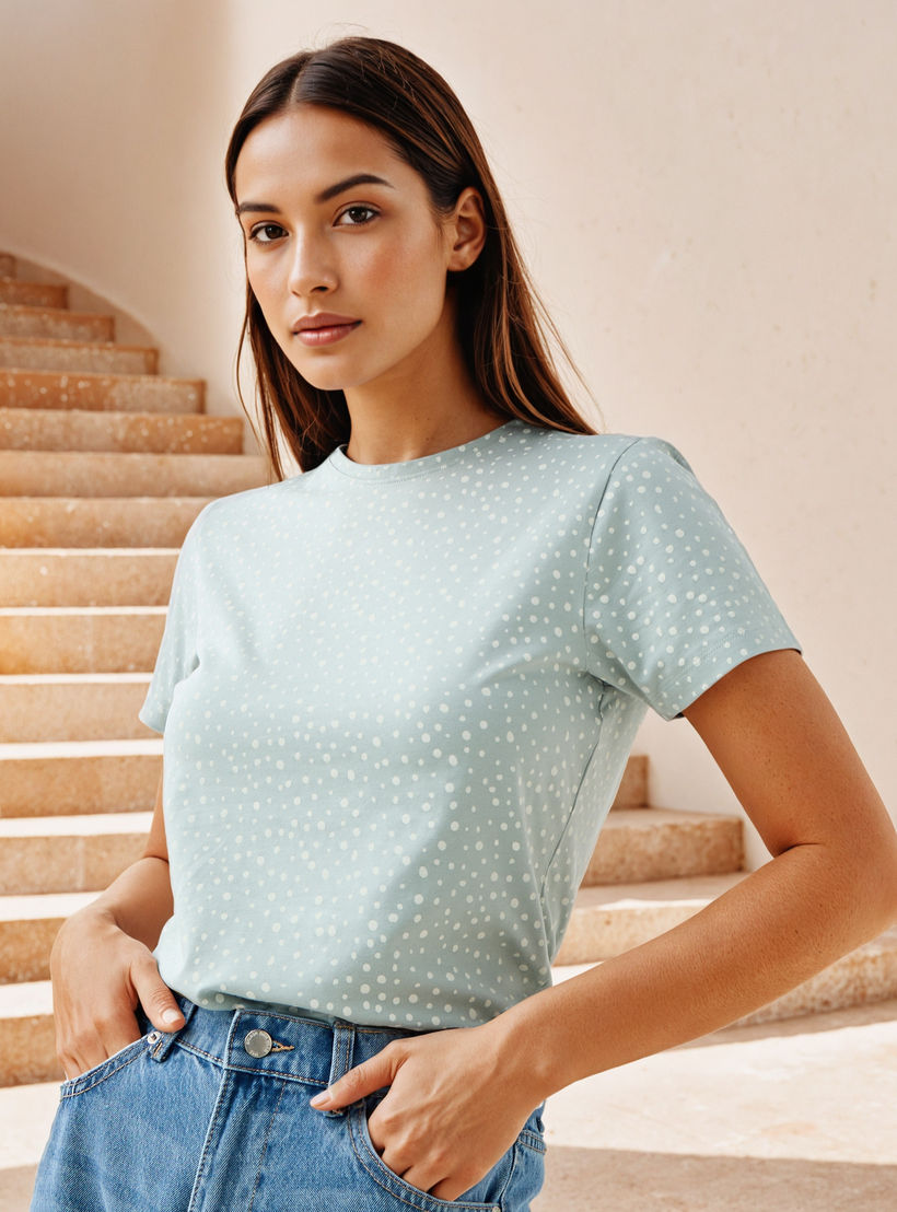 Printed Crew Neck T-shirt-women-clothing-tshirts-image-1