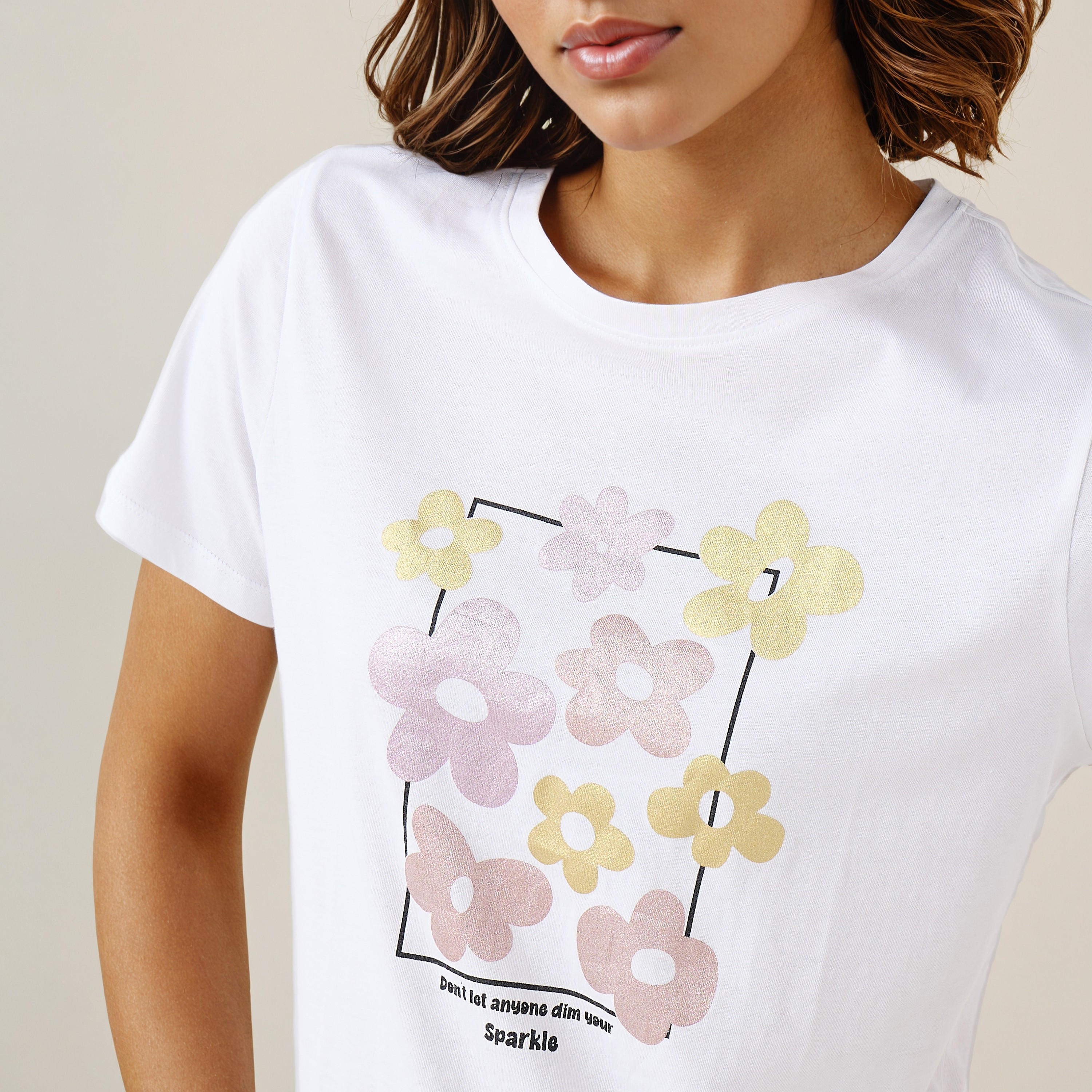 Floral Print Regular Fit T-shirt-women-clothing-tshirts-image-4