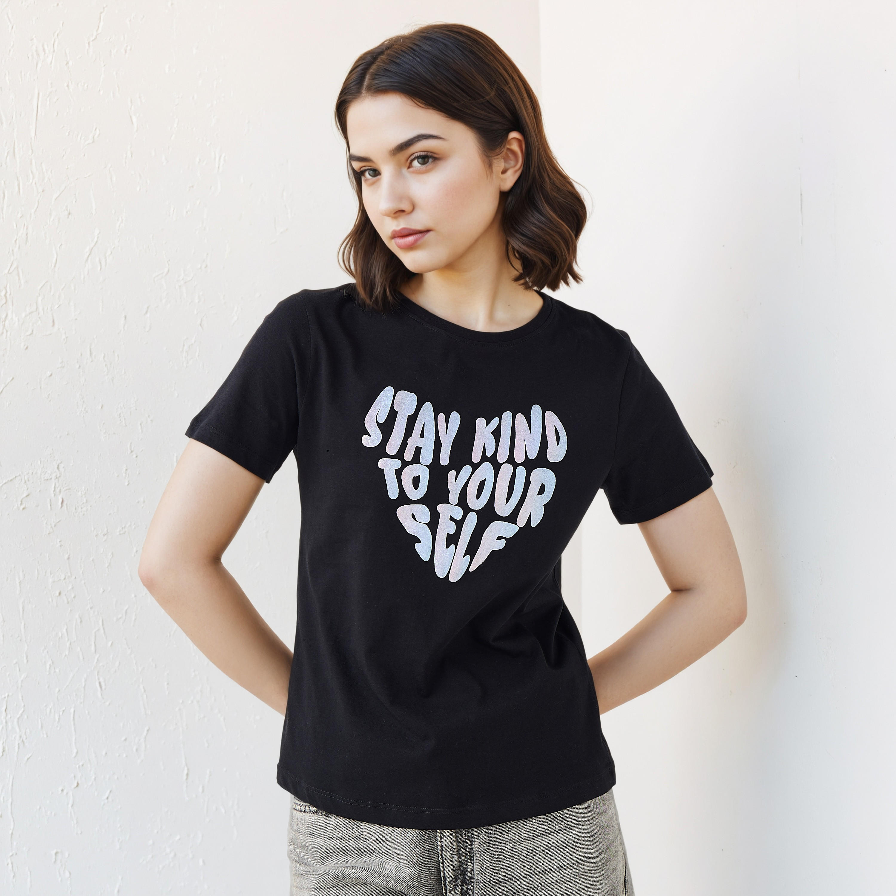 Slogan Print T-shirt-women-clothing-tshirts-image-1