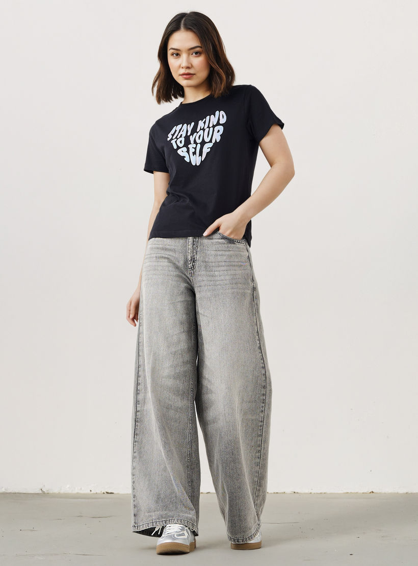 Slogan Print T-shirt-women-clothing-tshirts-image-2