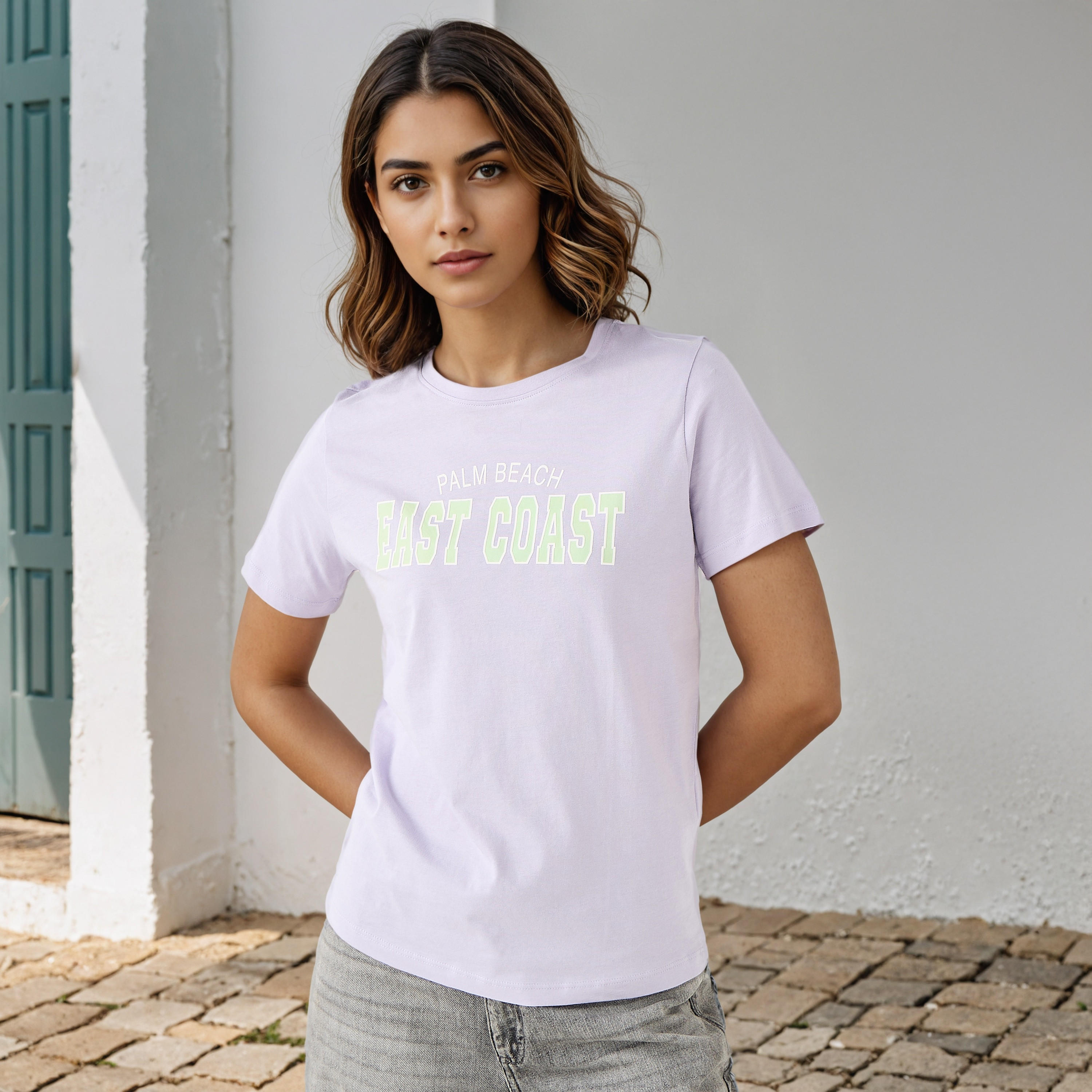 Graphic Print T-shirt with Crew Neck-women-clothing-tshirts-image-1