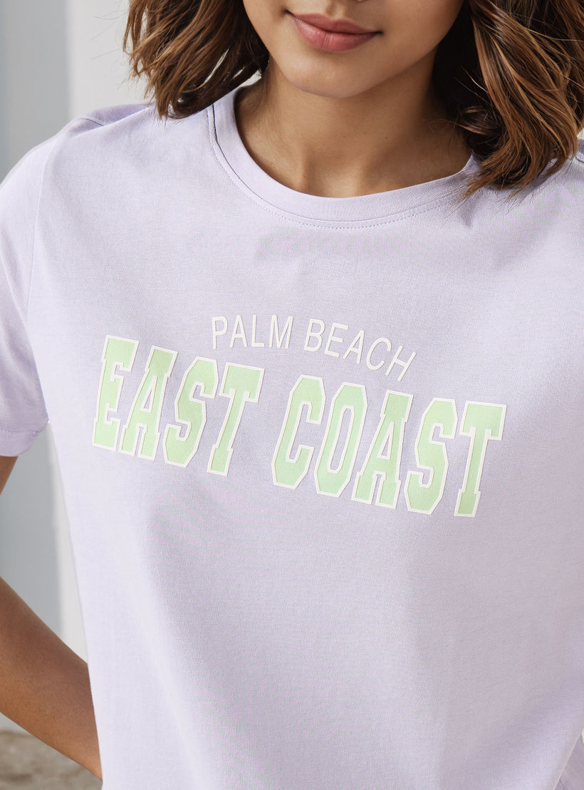 Graphic Print T-shirt with Crew Neck-women-clothing-tshirts-image-4