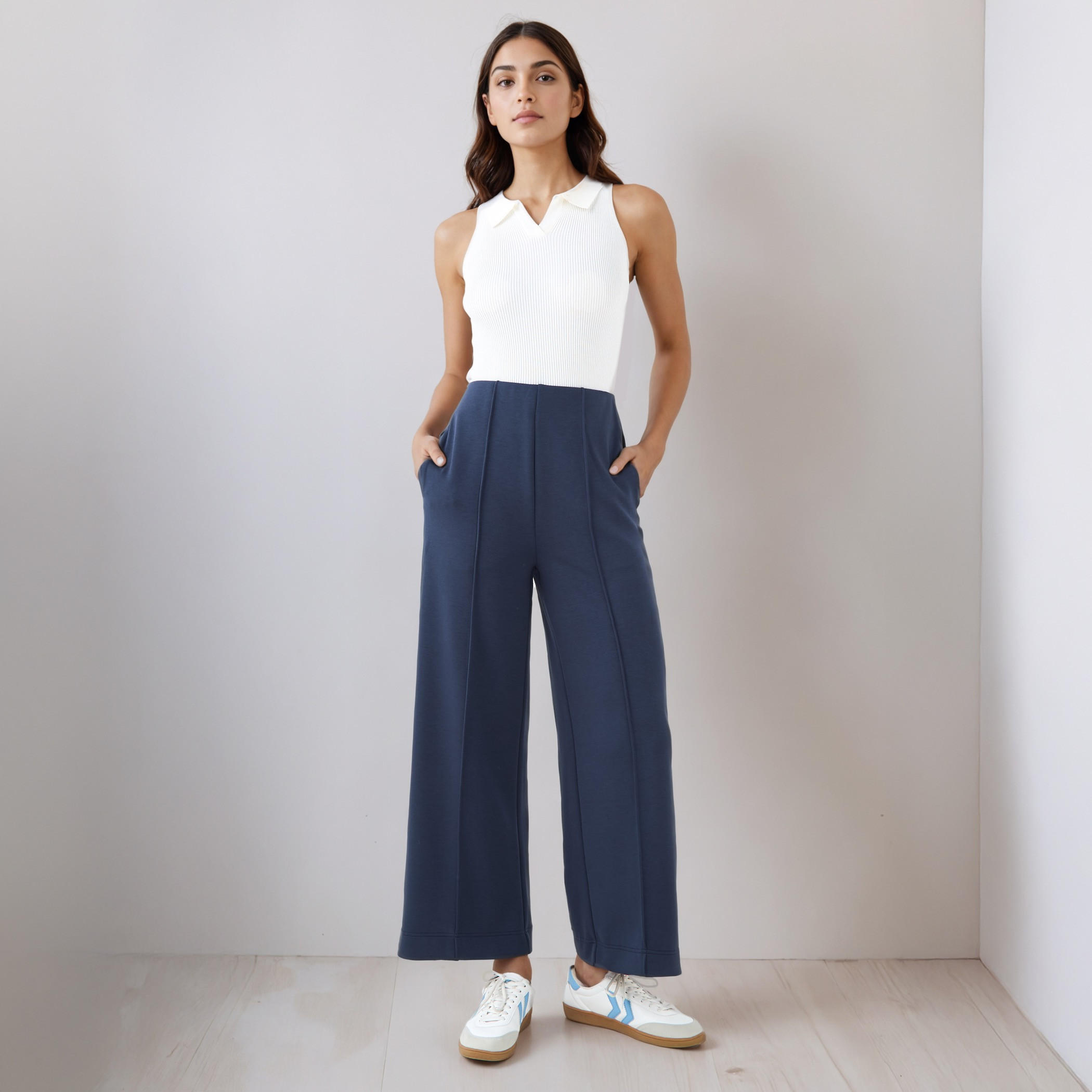 بنطلون واسع الساقين بخصر مرن وزينة بينتوك-women-clothing-bottoms-trousers-image-2