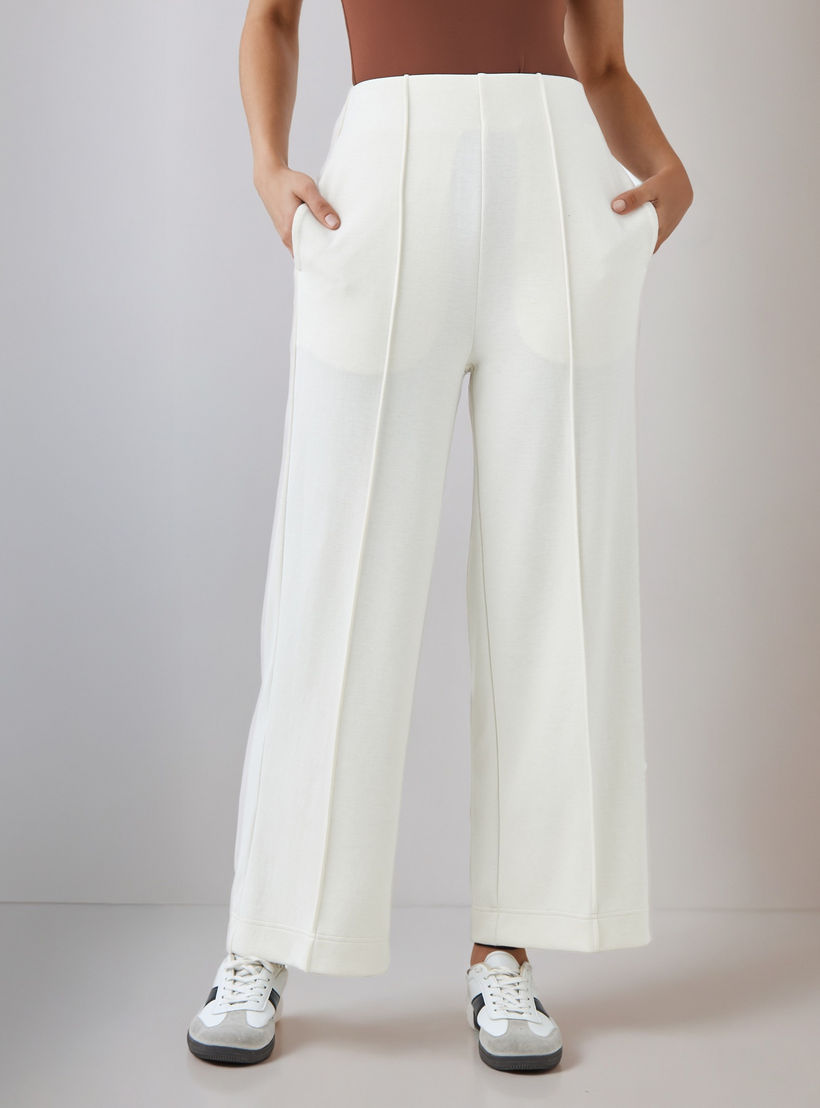 بنطلون واسع الساقين بخصر مرن وزينة بينتوك-women-clothing-bottoms-trousers-image-1