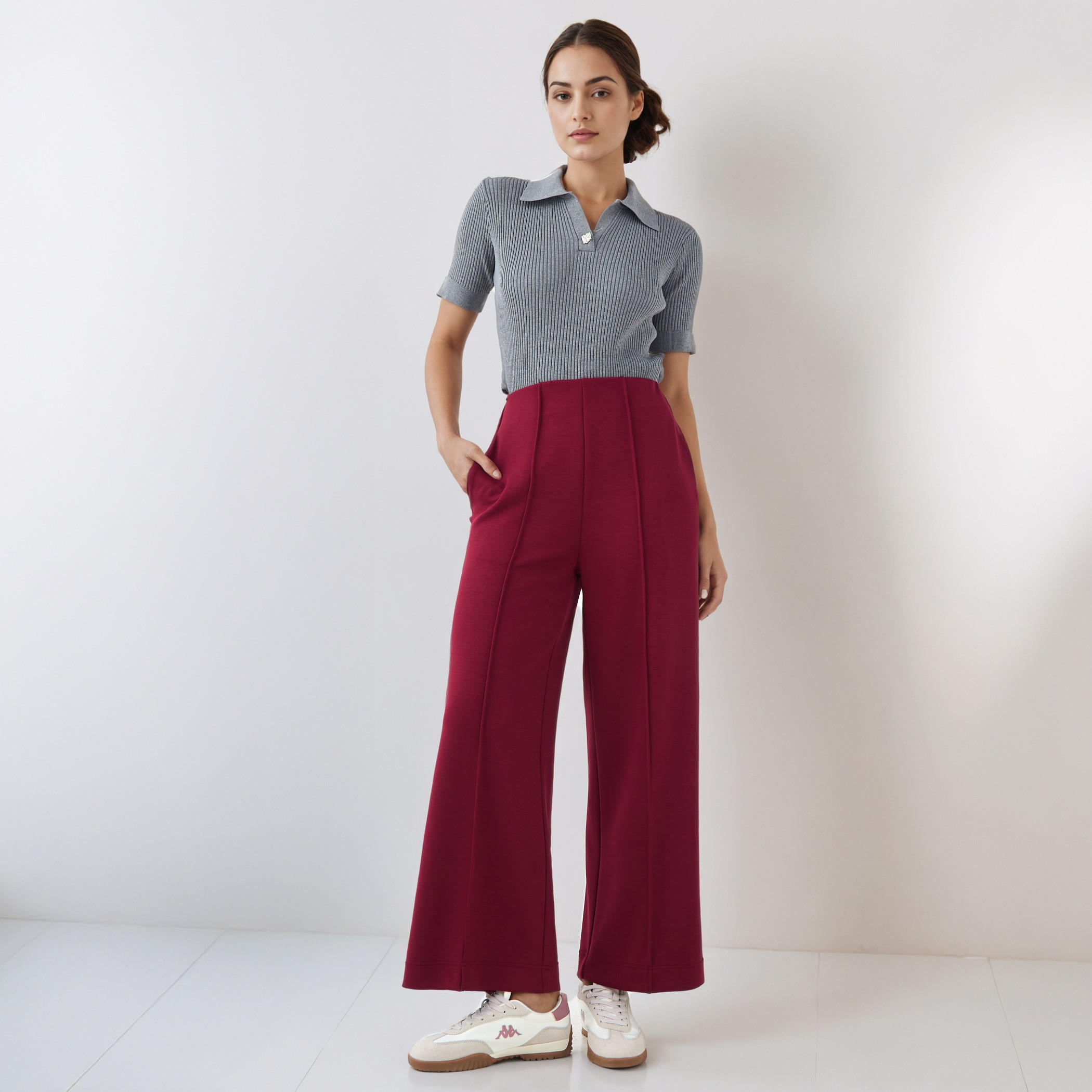 Pintuck Accent Wide Leg Flexi Waist Pants-women-clothing-bottoms-trousers-image-2