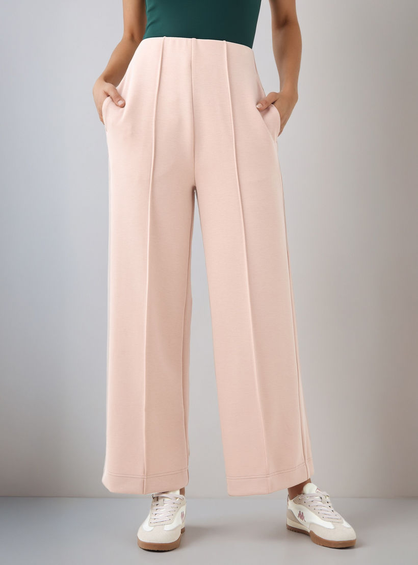 بنطلون واسع الساقين بخصر مرن وزينة بينتوك-women-clothing-bottoms-trousers-image-1