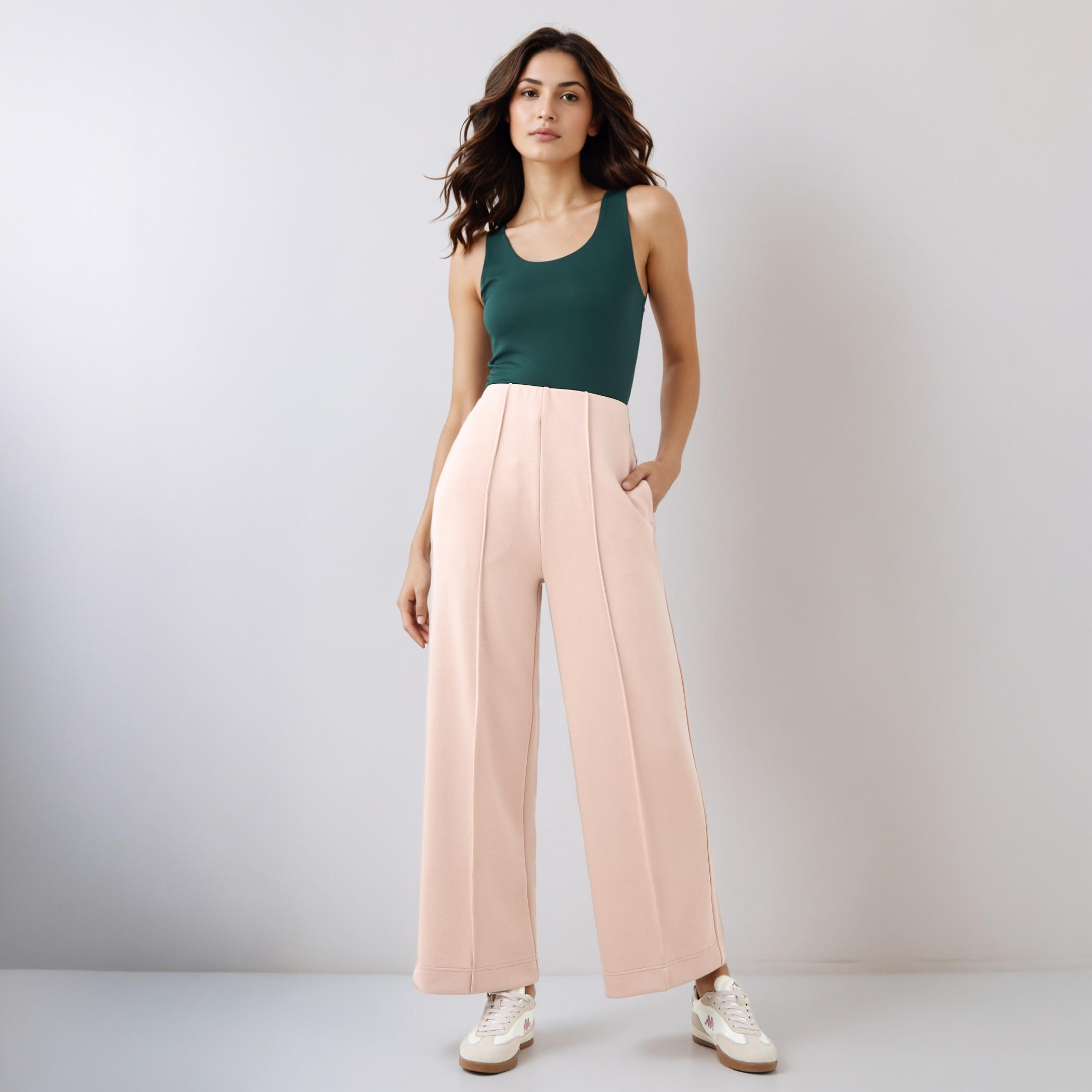 بنطلون واسع الساقين بخصر مرن وزينة بينتوك-women-clothing-bottoms-trousers-image-2