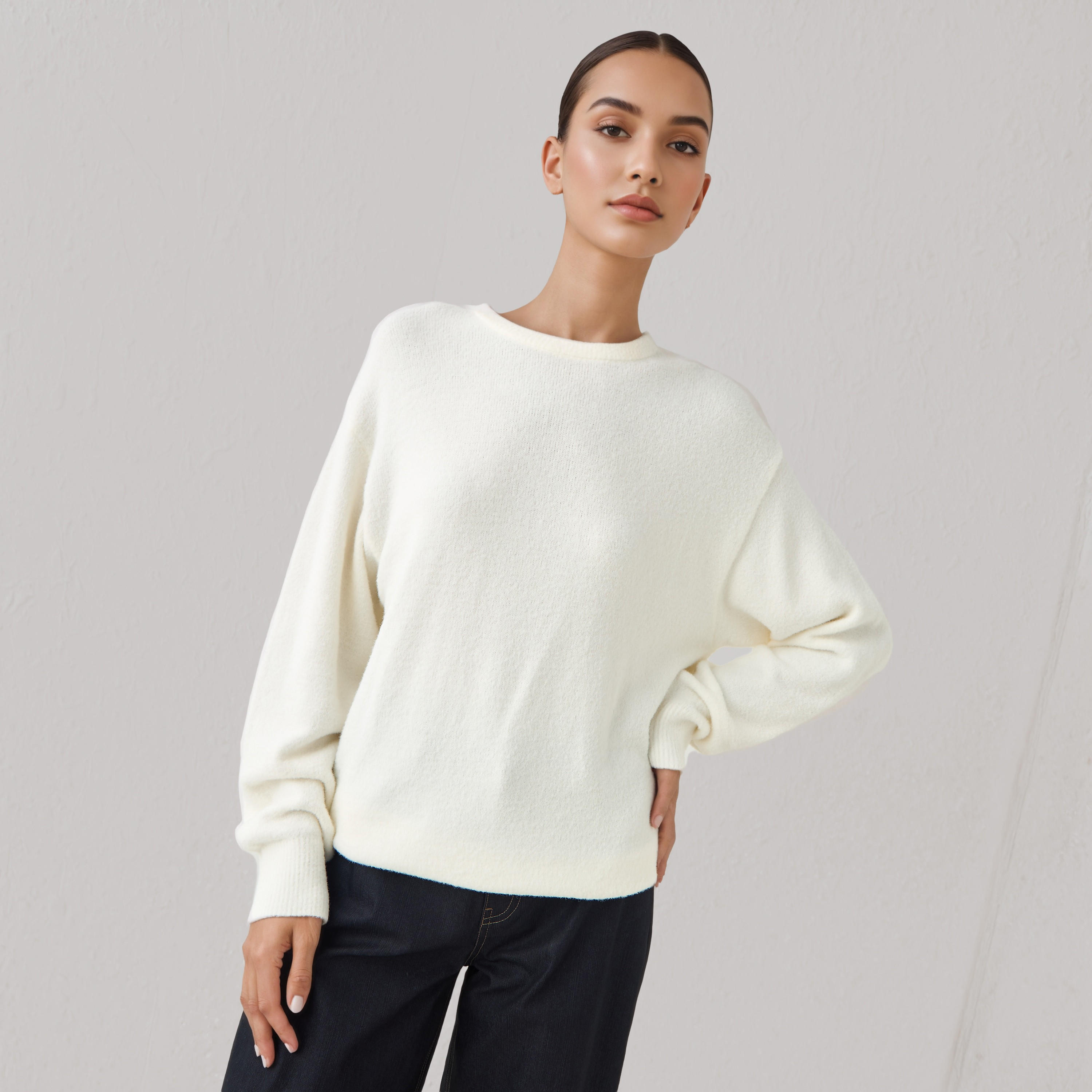 Crew Neck Sweater with Drop Shoulders-women-clothing-cardigansandjumpers-jumpers-image-1