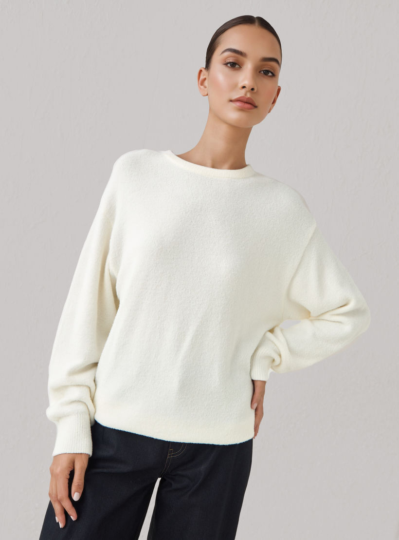 Crew Neck Sweater with Drop Shoulders-women-clothing-cardigansandjumpers-jumpers-image-1