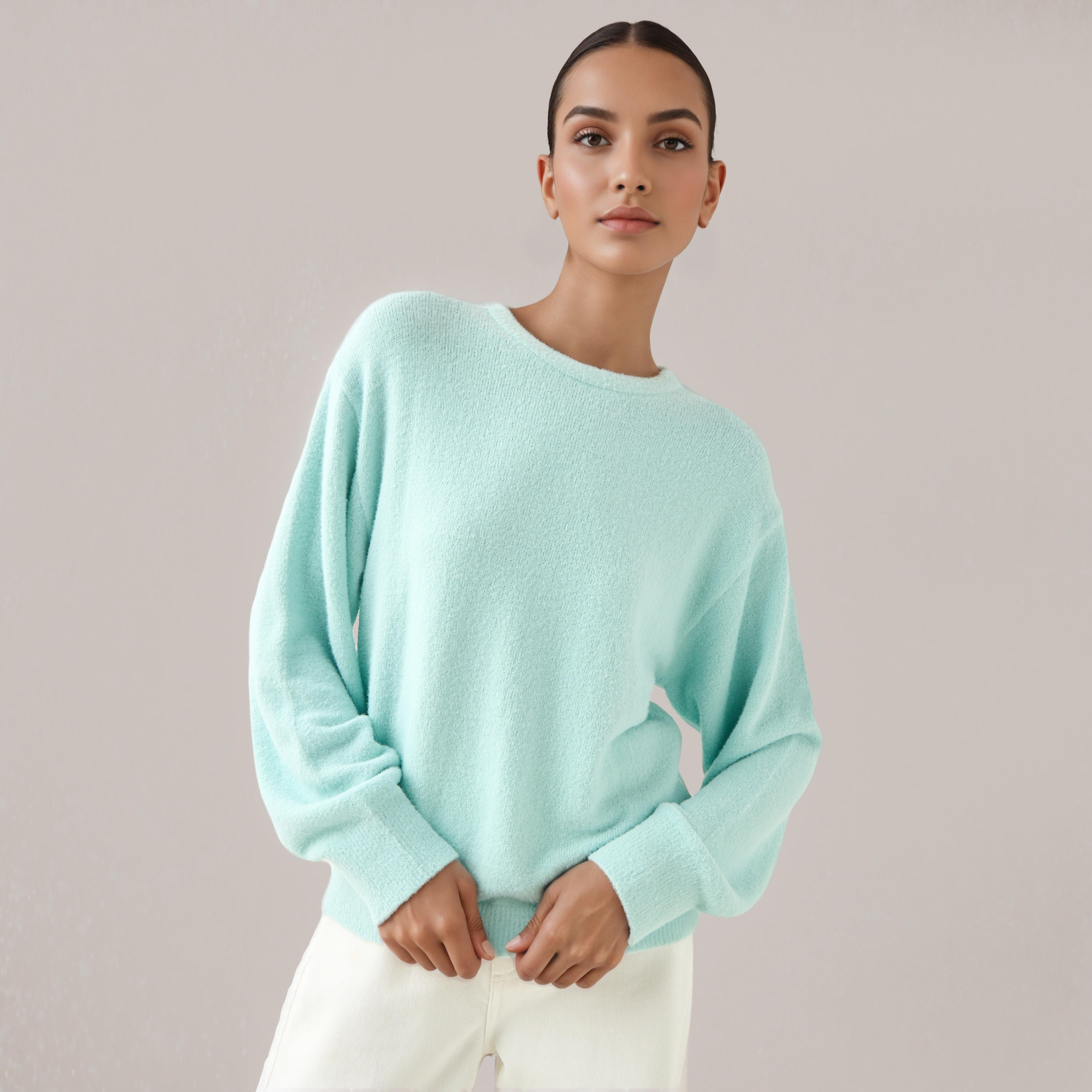 Crew Neck Sweater with Drop Shoulders-women-clothing-cardigansandjumpers-jumpers-image-1