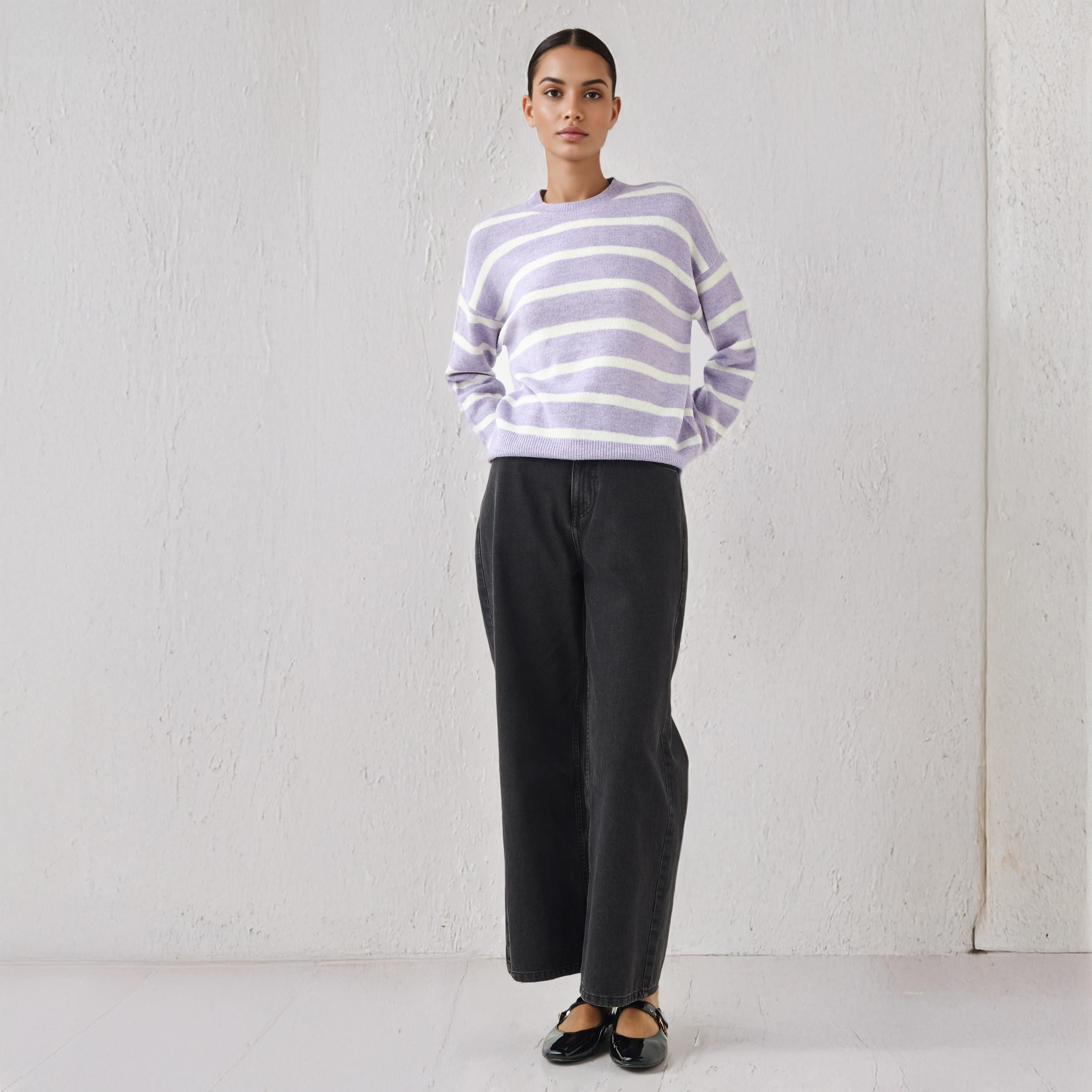 كنزة مقلمة بياقة ضيقة-women-clothing-cardigansandjumpers-jumpers-image-2