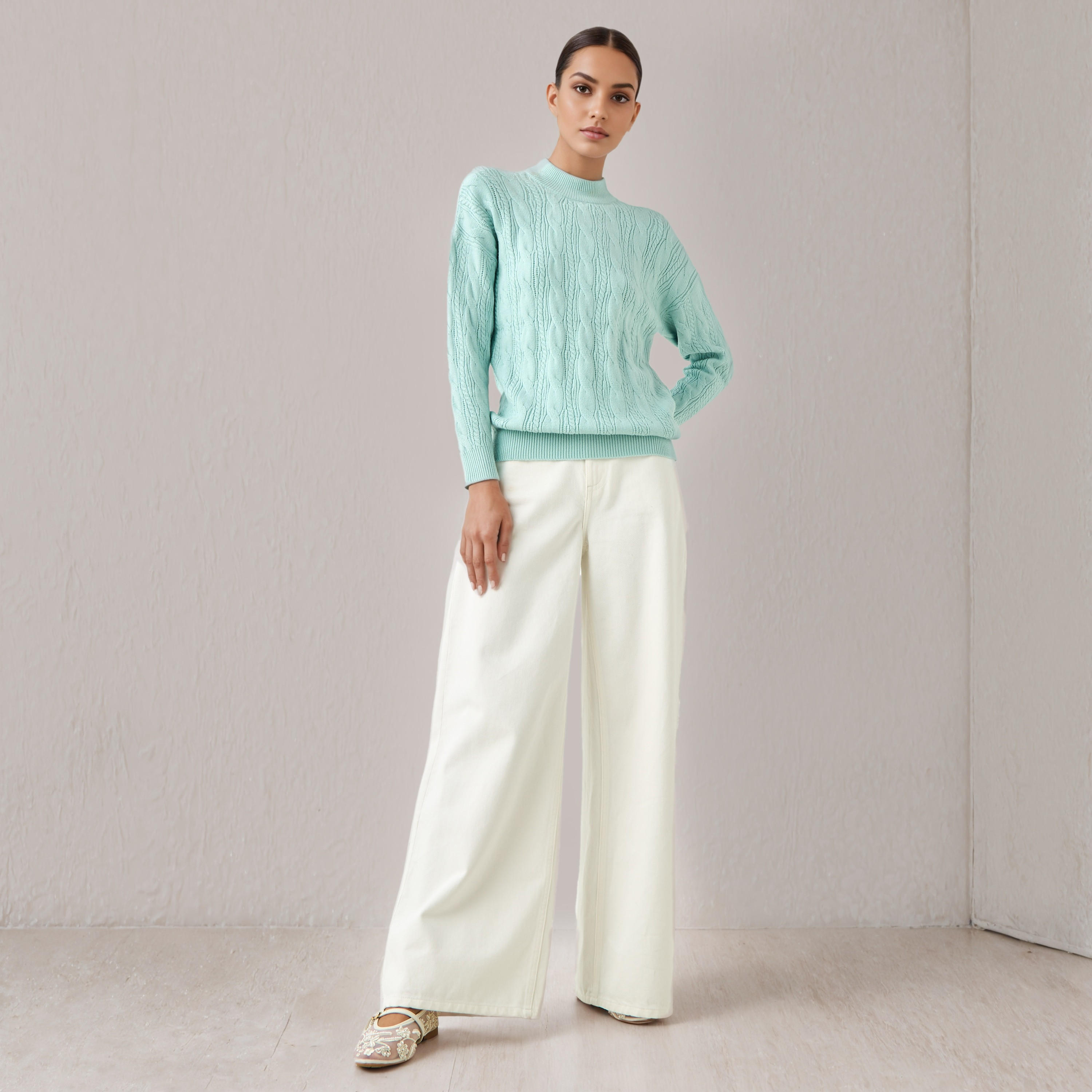 Cable Knit Boxy Sweater with Long Sleeves-women-clothing-cardigansandjumpers-jumpers-image-2