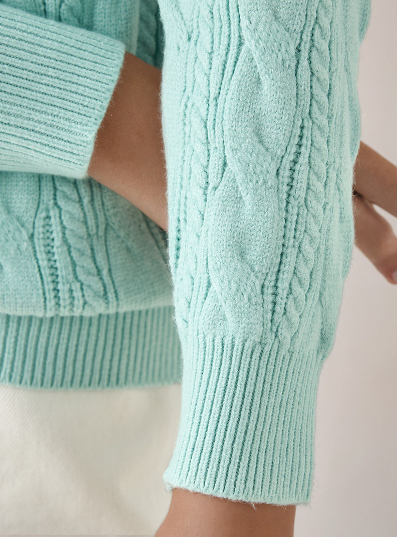 كنزة بوكسي بأكمام طويلة ونسيج كابل-women-clothing-cardigansandjumpers-jumpers-image-5