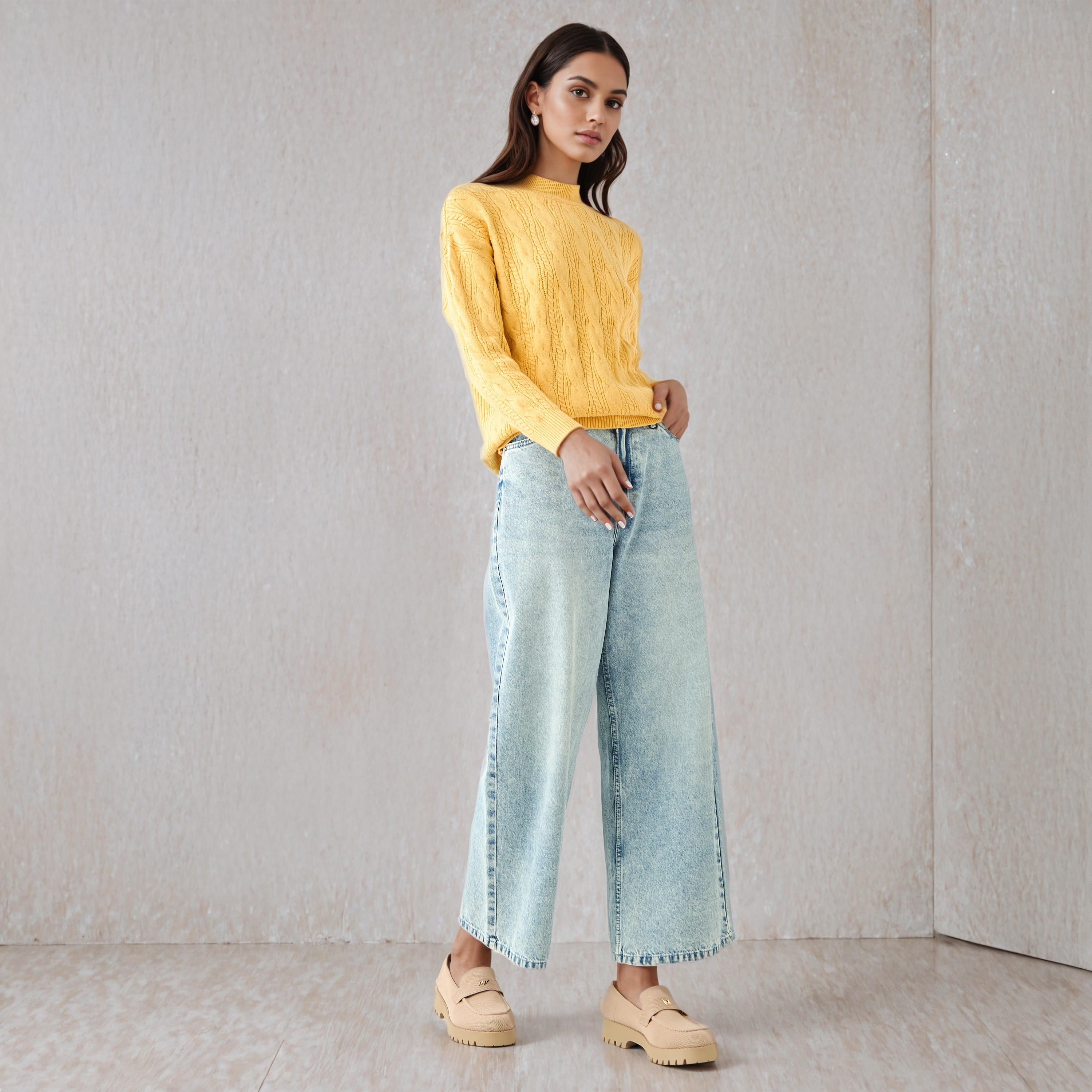 Cable Knit Boxy Sweater with Long Sleeves-women-clothing-cardigansandjumpers-jumpers-image-2