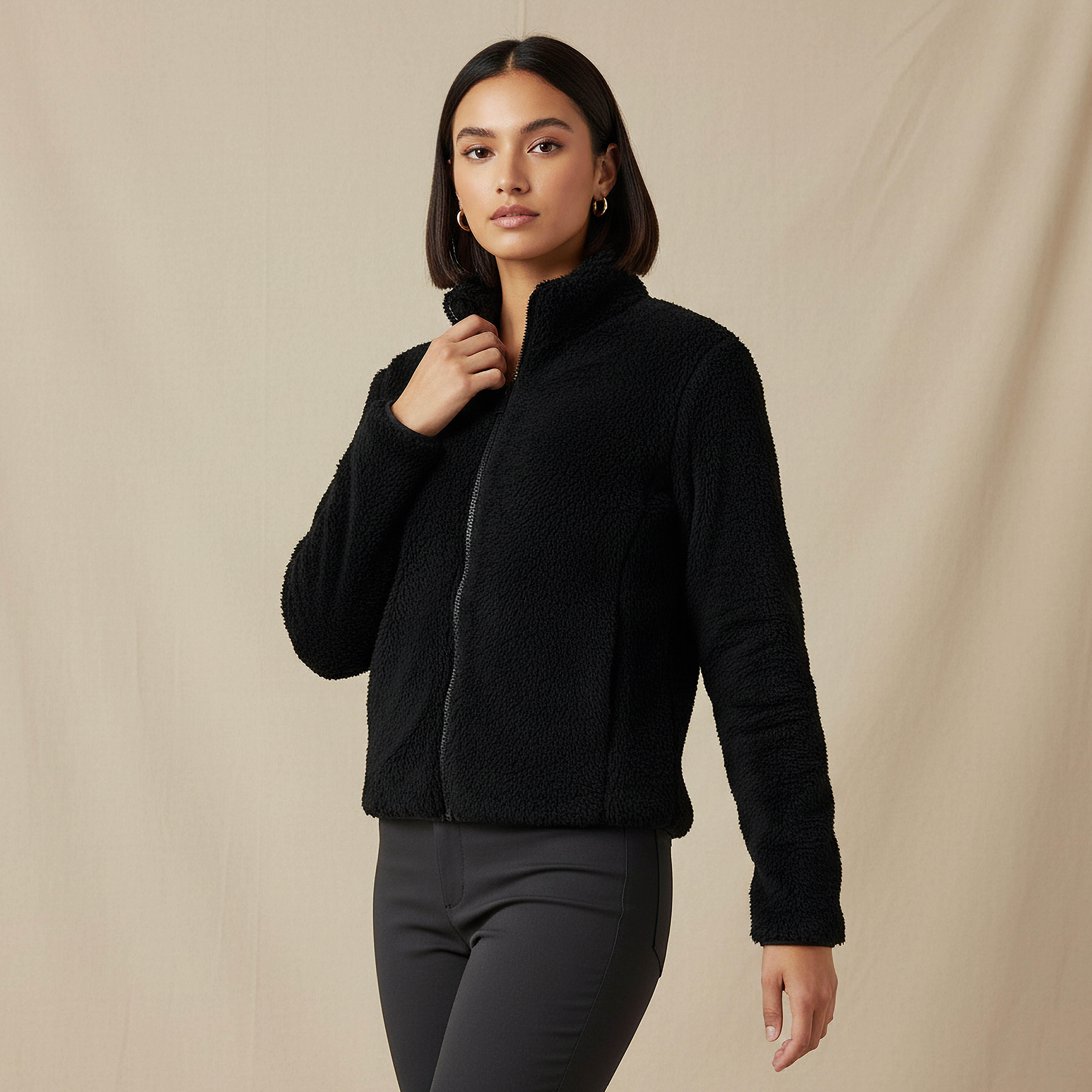 جاكيت بوليستر ببطانة شيربا-women-winterwear-coatsandjackets-jackets-image-1