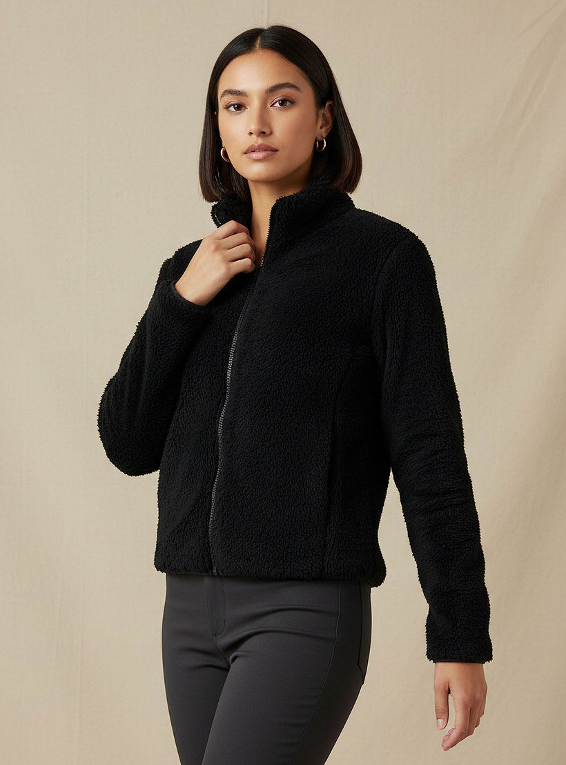 جاكيت بوليستر ببطانة شيربا-women-winterwear-coatsandjackets-jackets-image-1