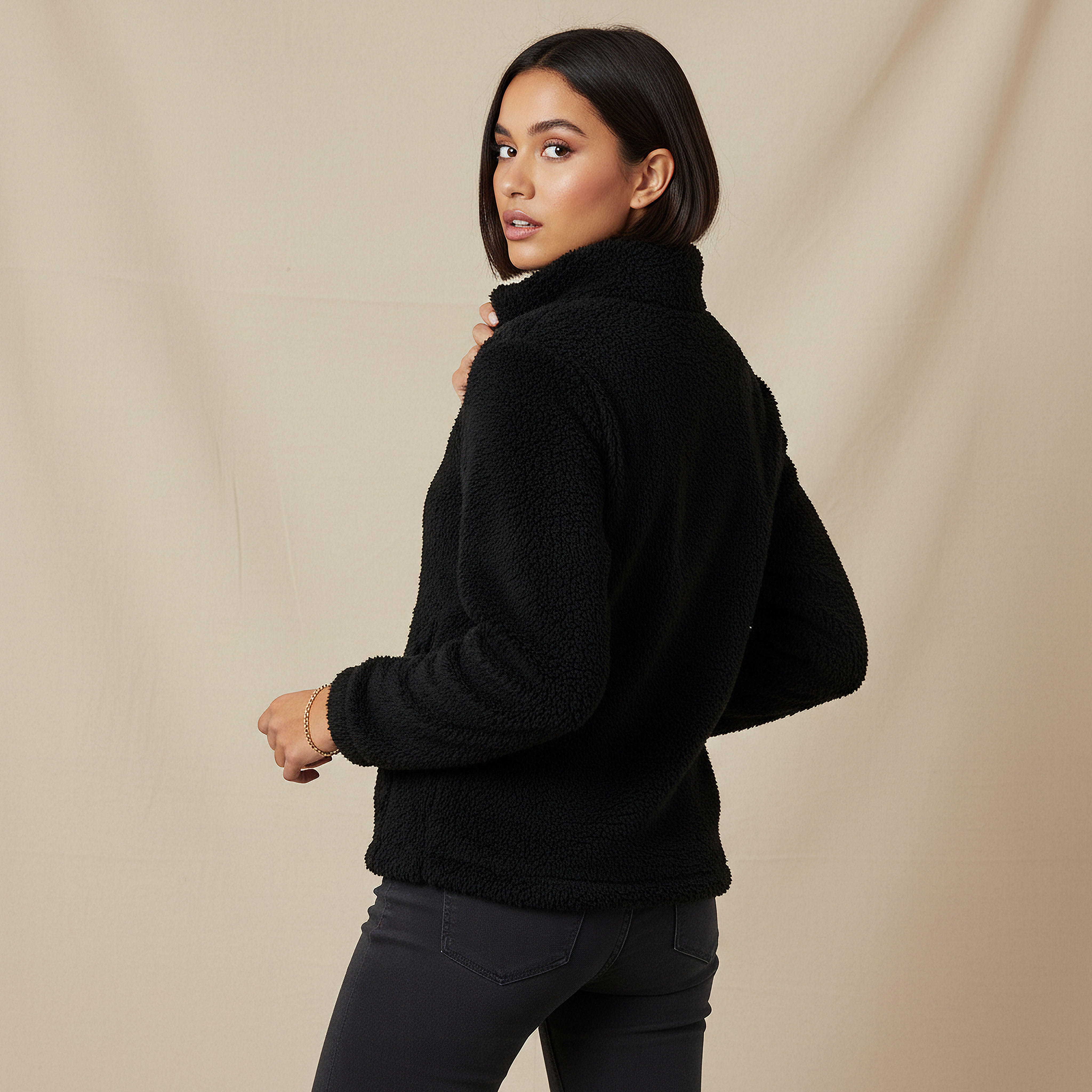 Polyester Jacket with Sherpa Lining-women-winterwear-coatsandjackets-jackets-image-3