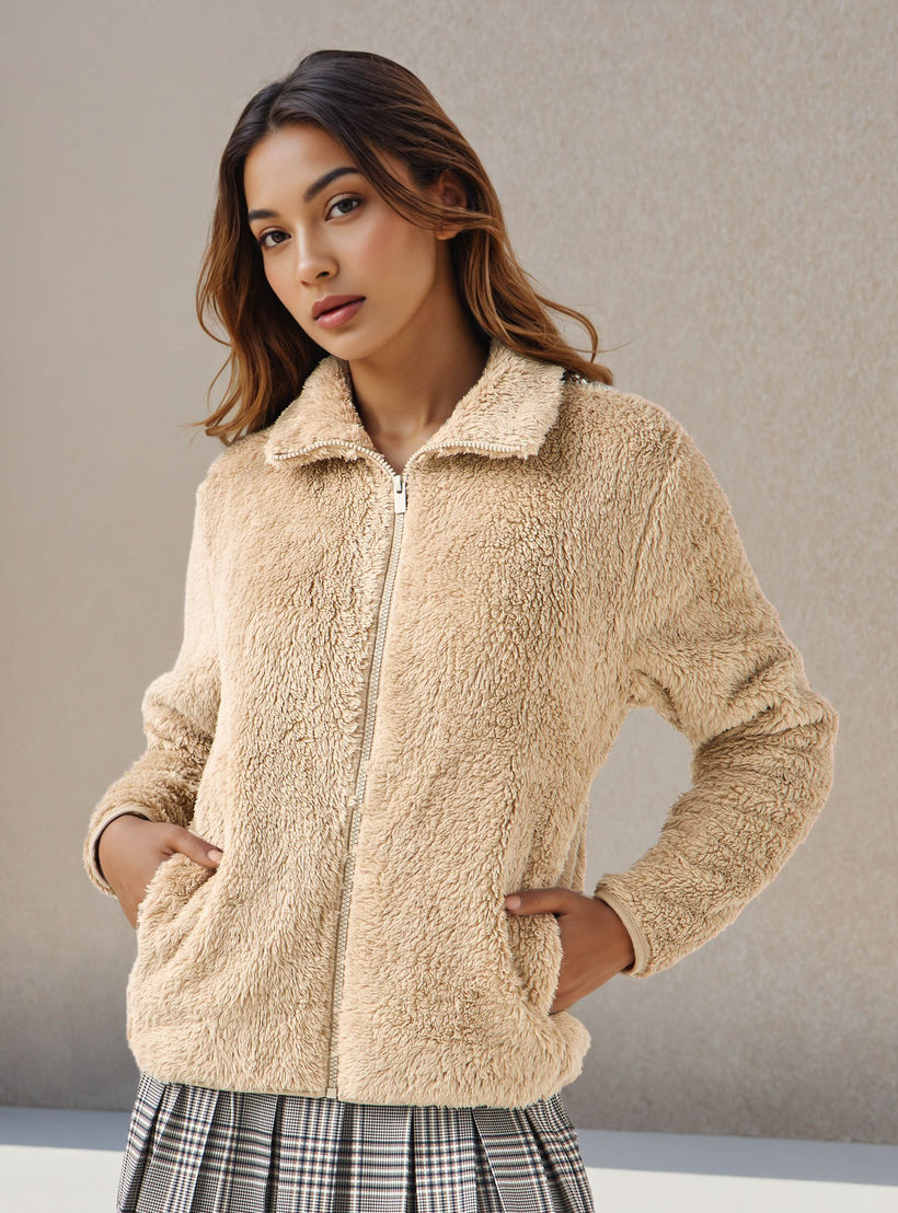 Polyester Jacket with Sherpa Lining-women-winterwear-coatsandjackets-jackets-image-1