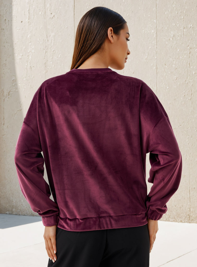 Regular Fit Velour Sweatshirt-women-winterwear-hoodiesandsweatshirts-sweatshirts-image-3