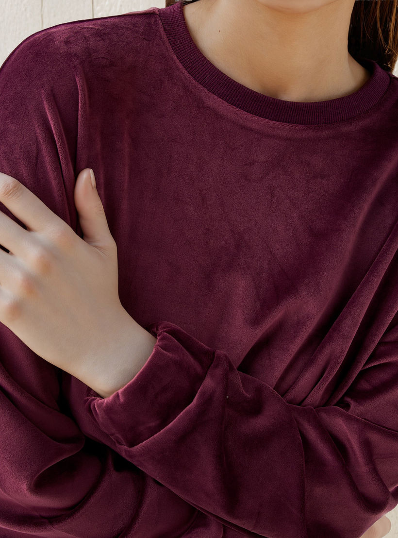 Regular Fit Velour Sweatshirt-women-winterwear-hoodiesandsweatshirts-sweatshirts-image-6