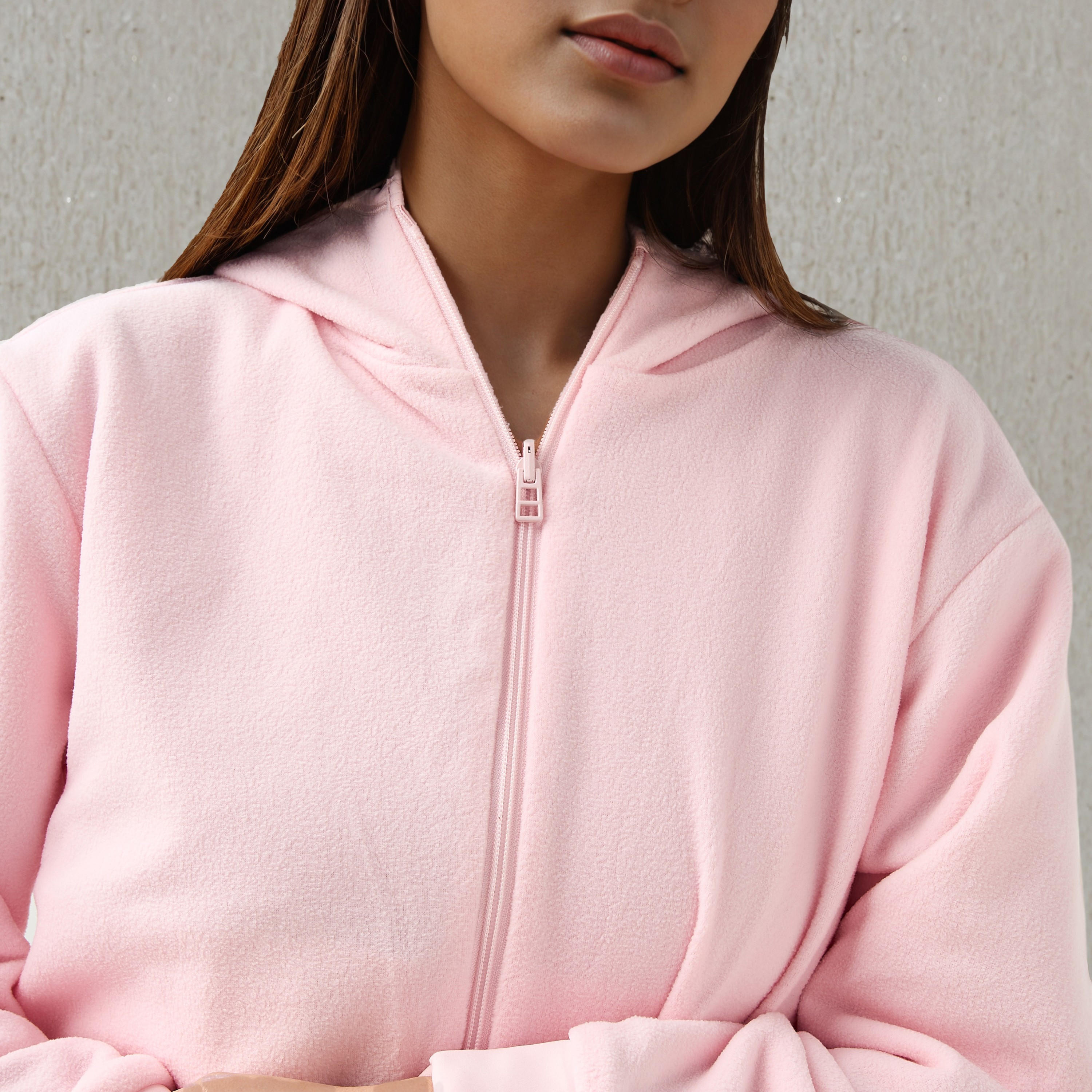 Regular Fit Fleece Lined Hooded Jacket-women-winterwear-coatsandjackets-jackets-image-3