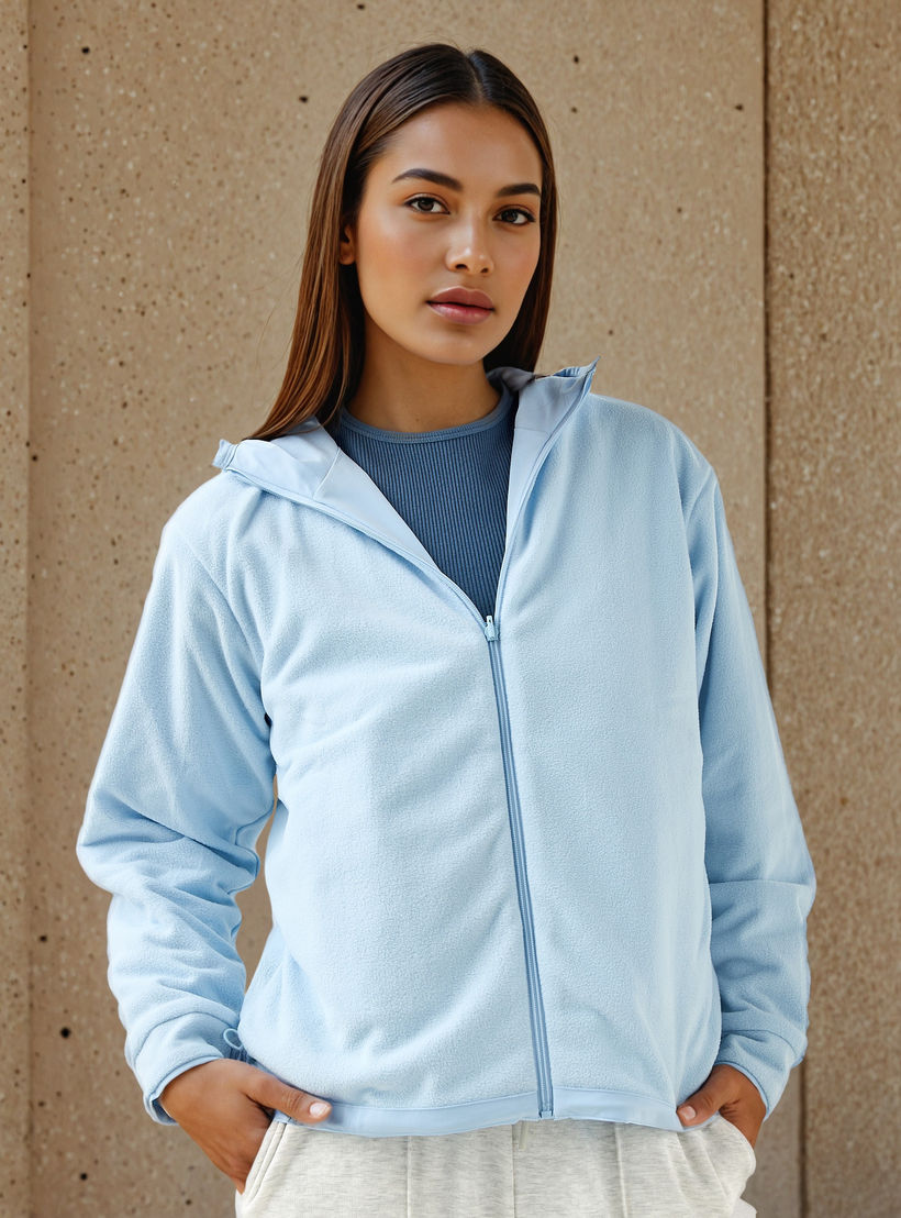Regular Fit Fleece Lined Hooded Jacket-women-winterwear-coatsandjackets-jackets-image-12