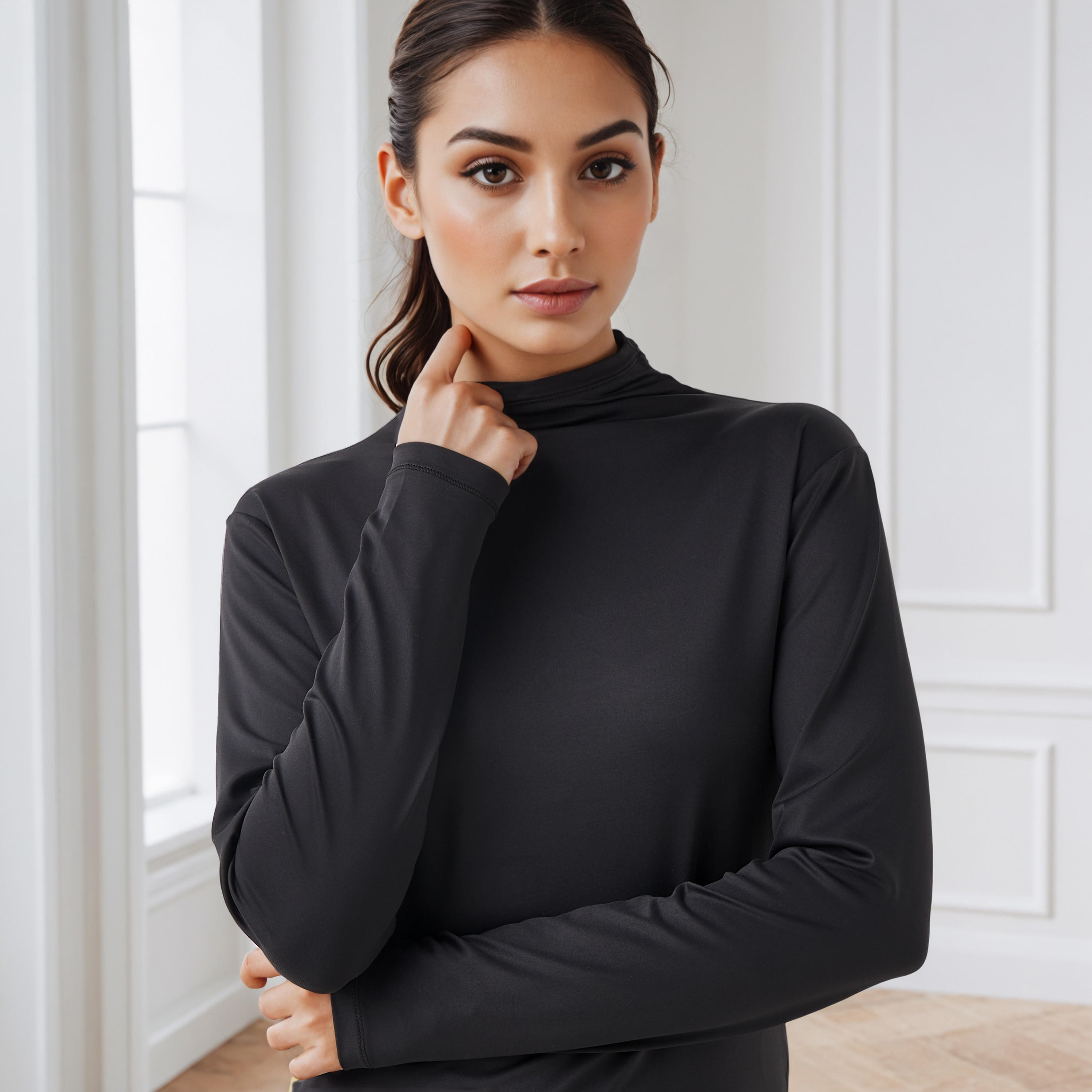 Regular Fit T-shirt with High Neck-women-clothing-tshirts-image-4