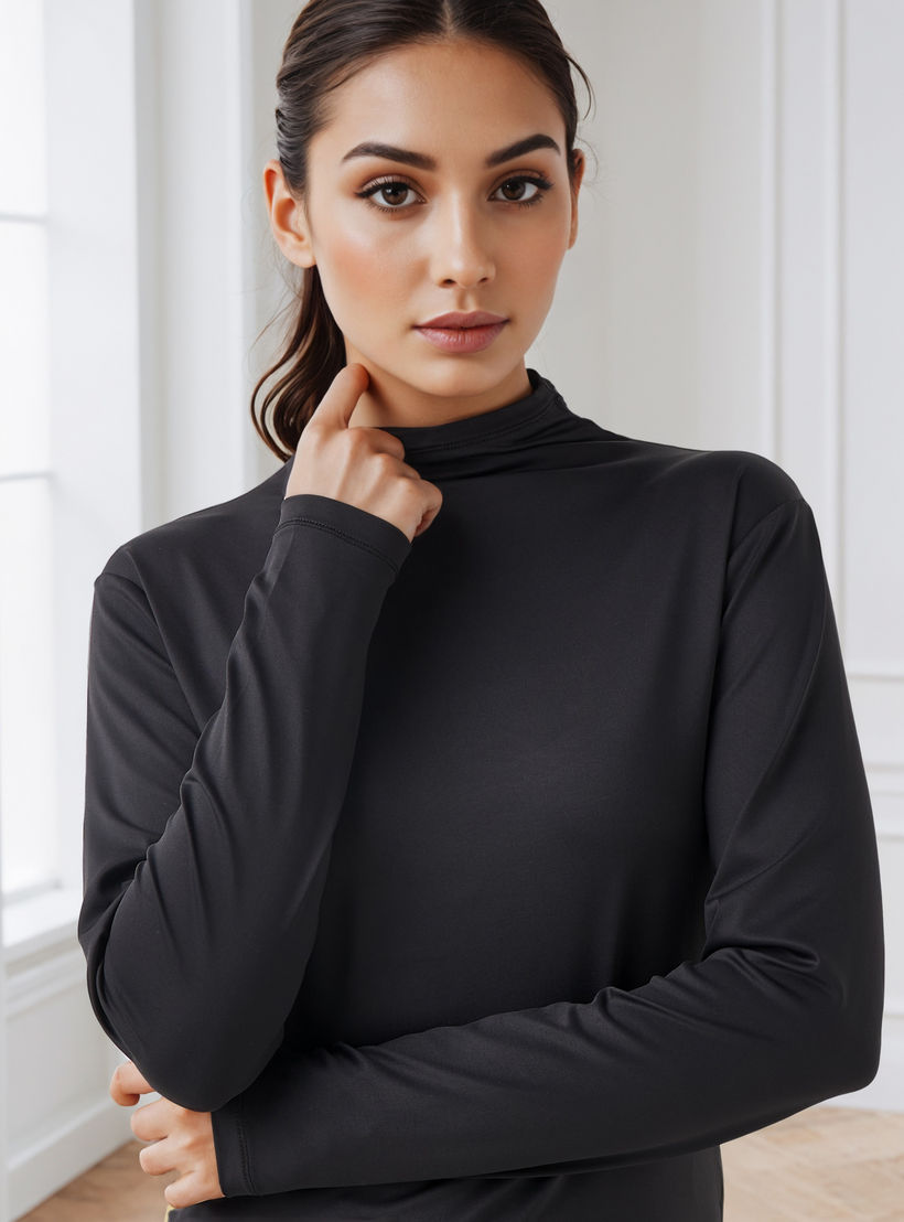 Regular Fit T-shirt with High Neck-women-clothing-tshirts-image-4