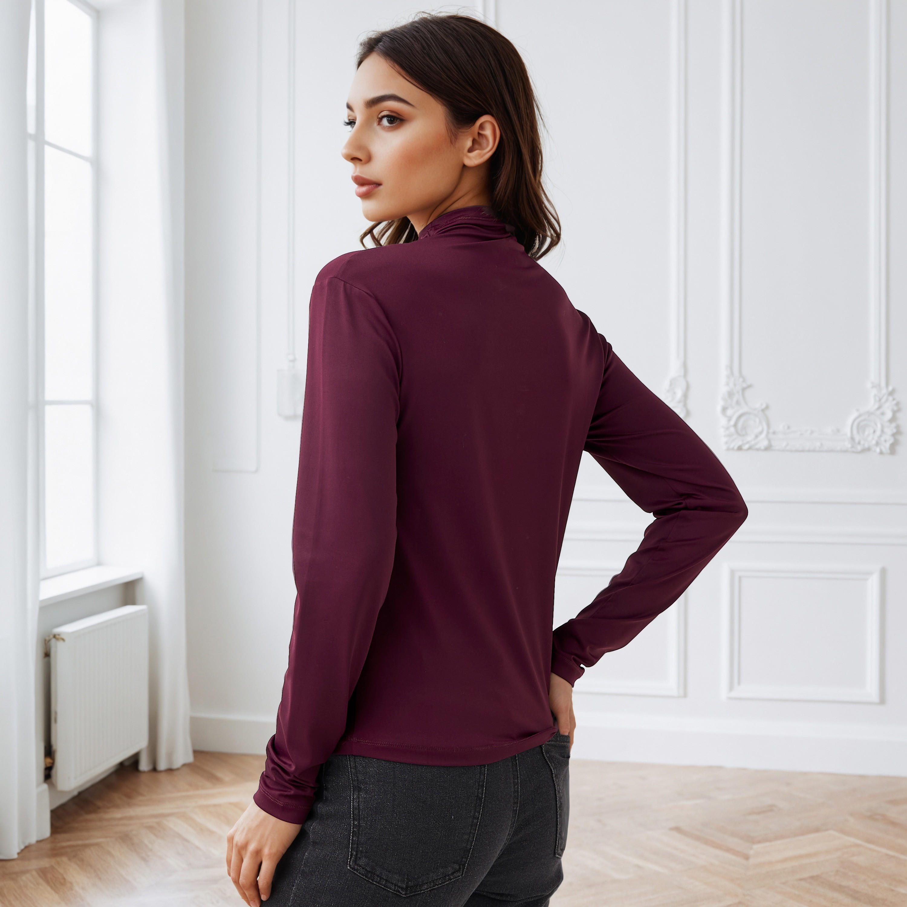 Regular Fit T-shirt with High Neck-women-clothing-tshirts-image-3