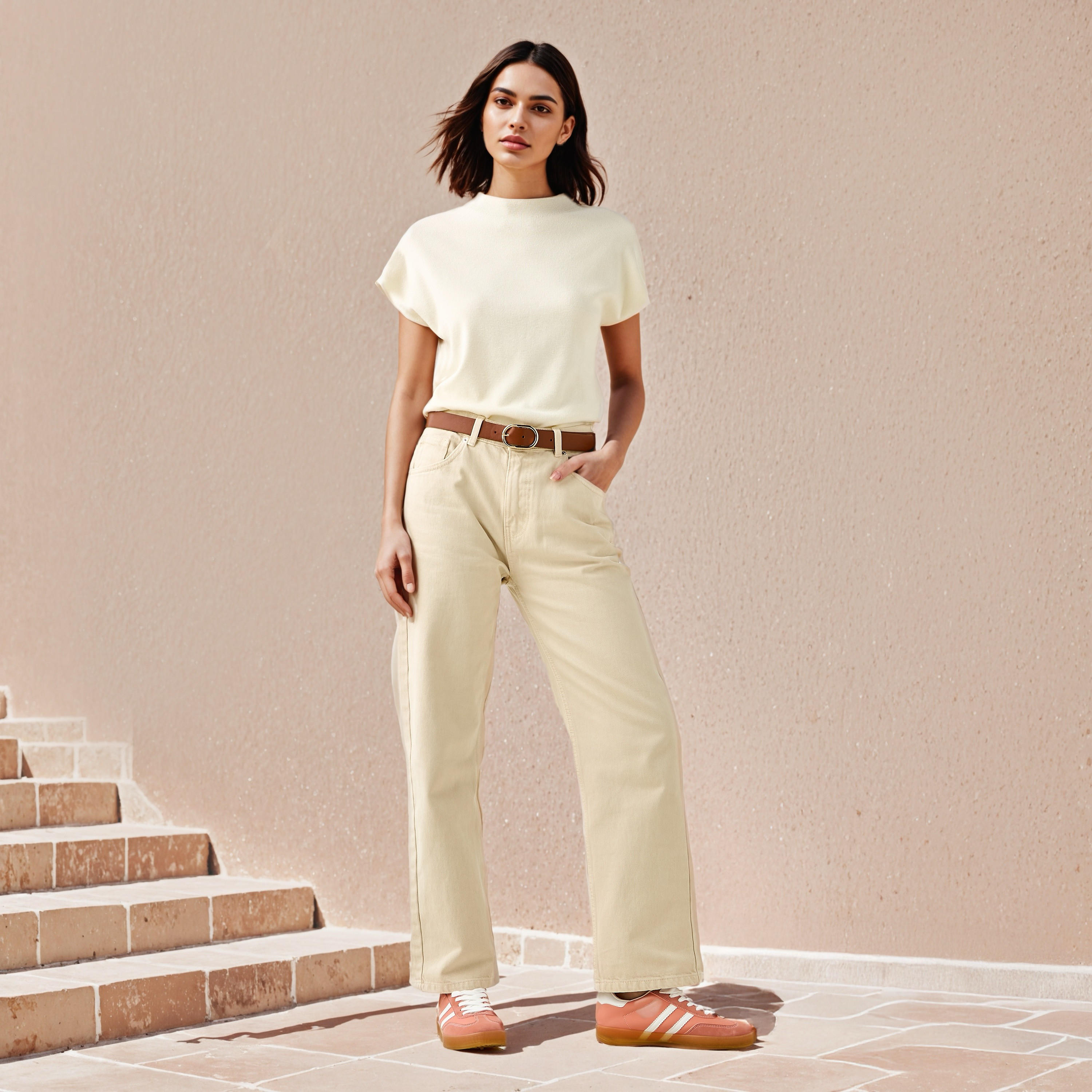 Ribbed High Neck Top with Extended Sleeves-women-clothing-shirtsandblouses-blouses-image-2