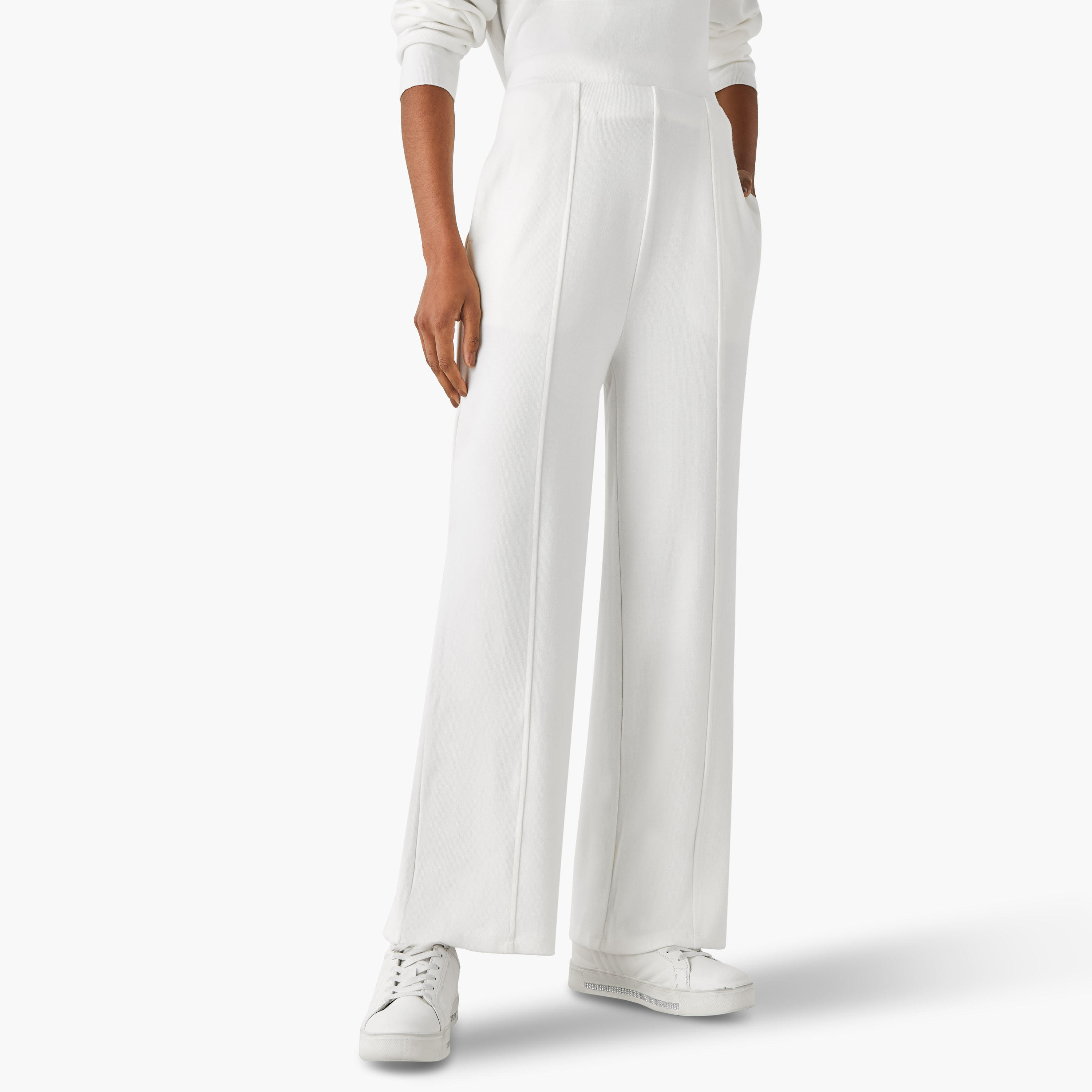 Wide Leg Flexi Waist Track Pants with Pockets-women-clothing-bottoms-joggers-image-1