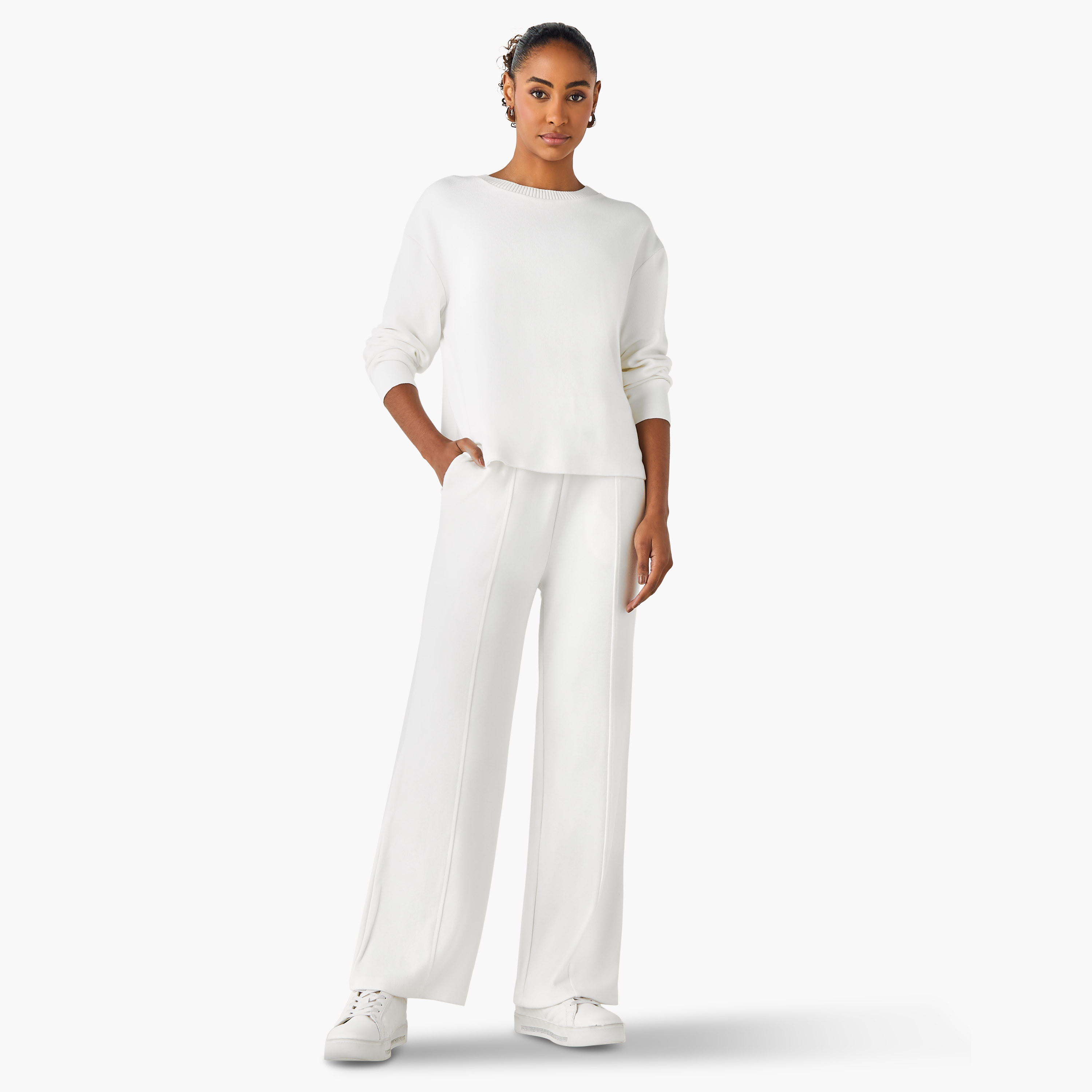 Wide Leg Flexi Waist Track Pants with Pockets-women-clothing-bottoms-joggers-image-2