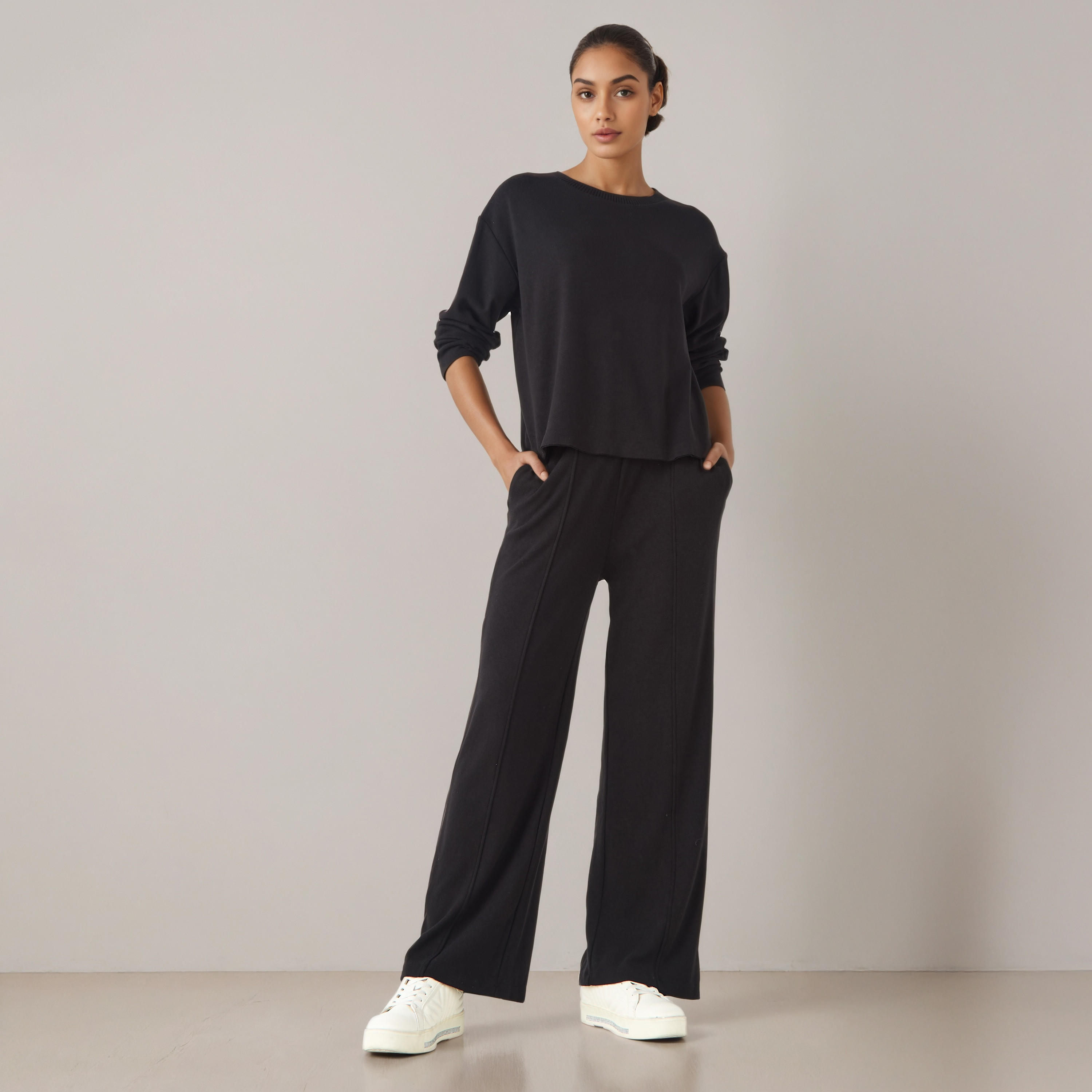 Wide Leg Flexi Waist Track Pants-women-clothing-bottoms-joggers-image-2