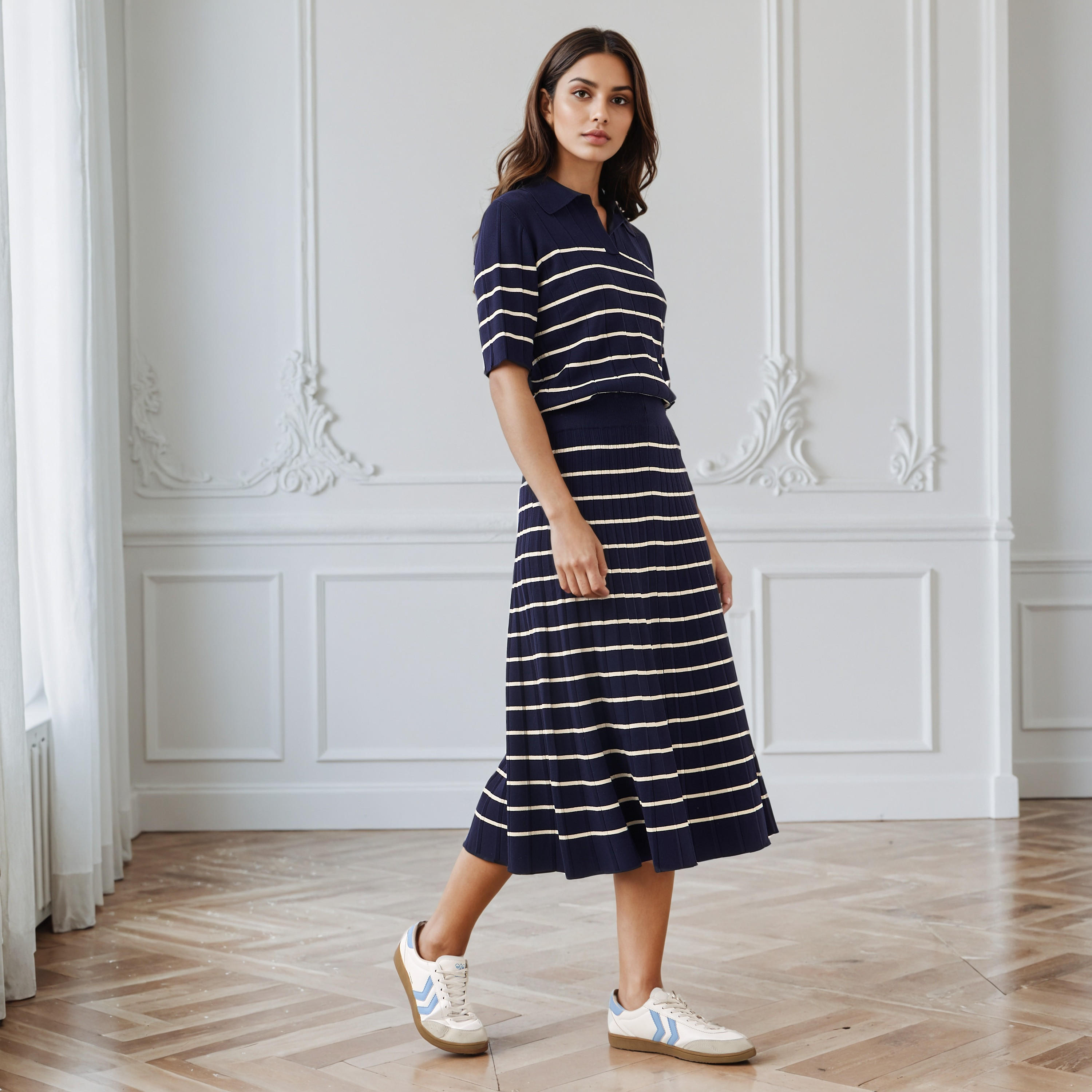 Midi Striped Skirt with Pleat Detail-women-clothing-bottoms-skirts-image-2