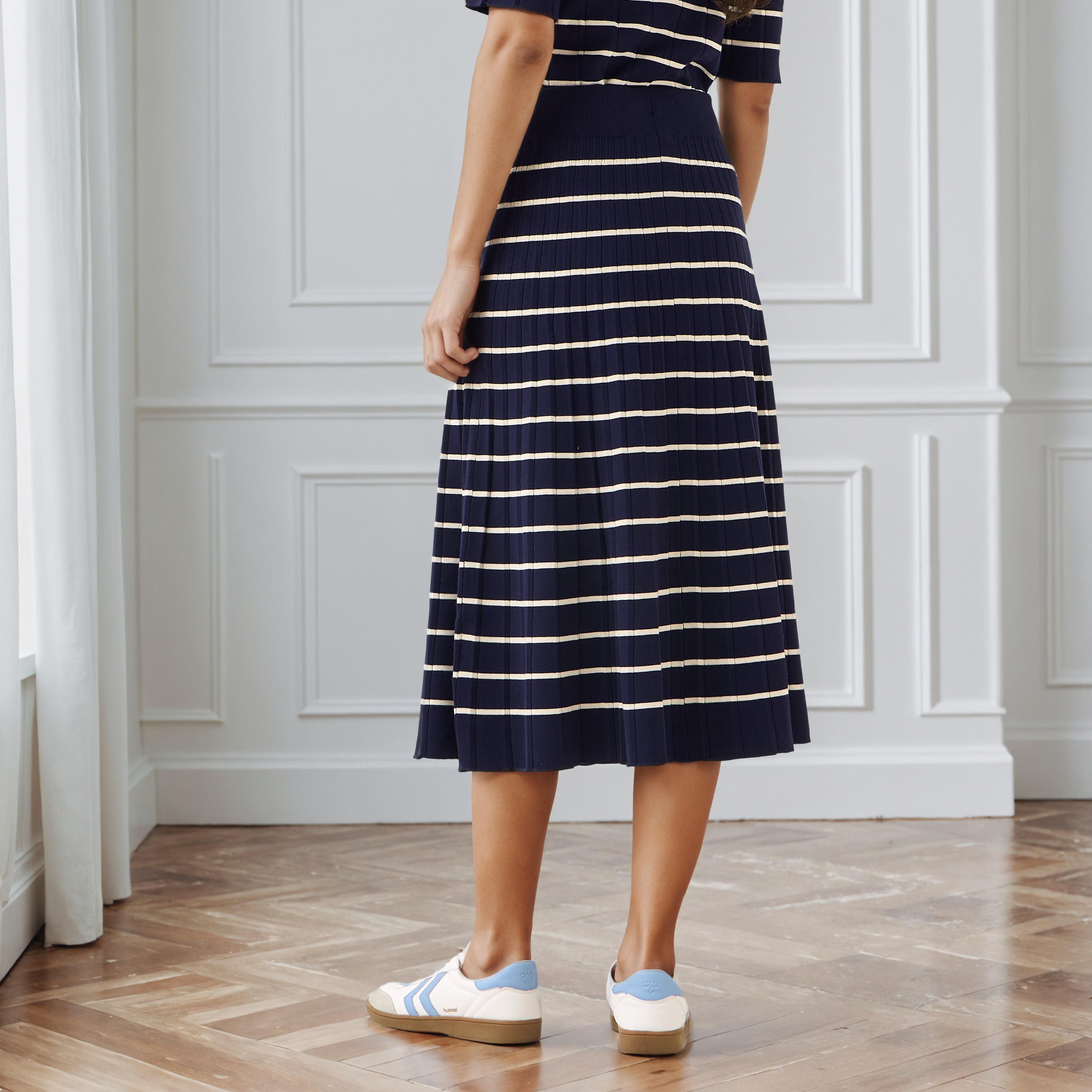 Midi Striped Skirt with Pleat Detail-women-clothing-bottoms-skirts-image-3