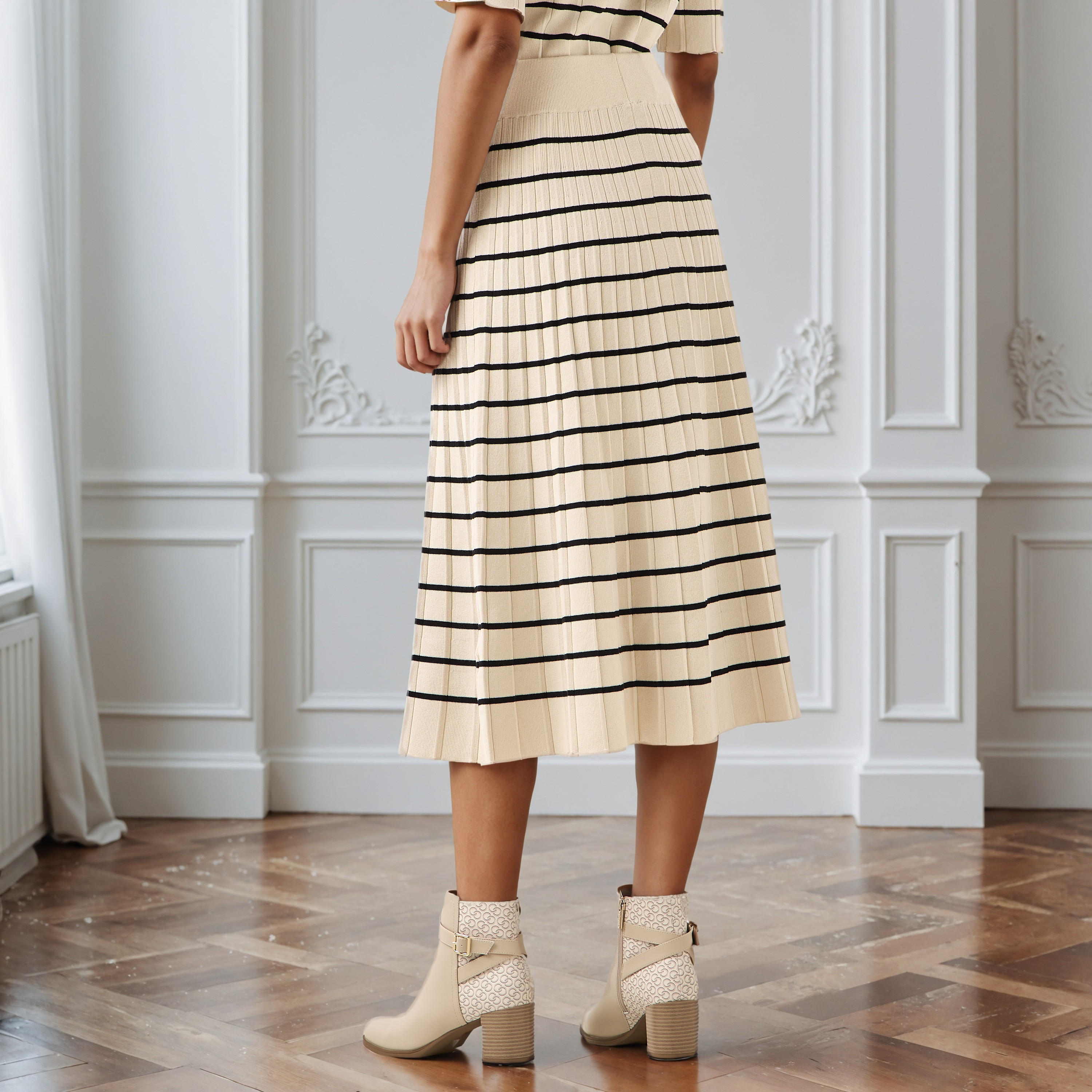 Midi Striped Skirt with Pleat Detail-women-clothing-bottoms-skirts-image-3