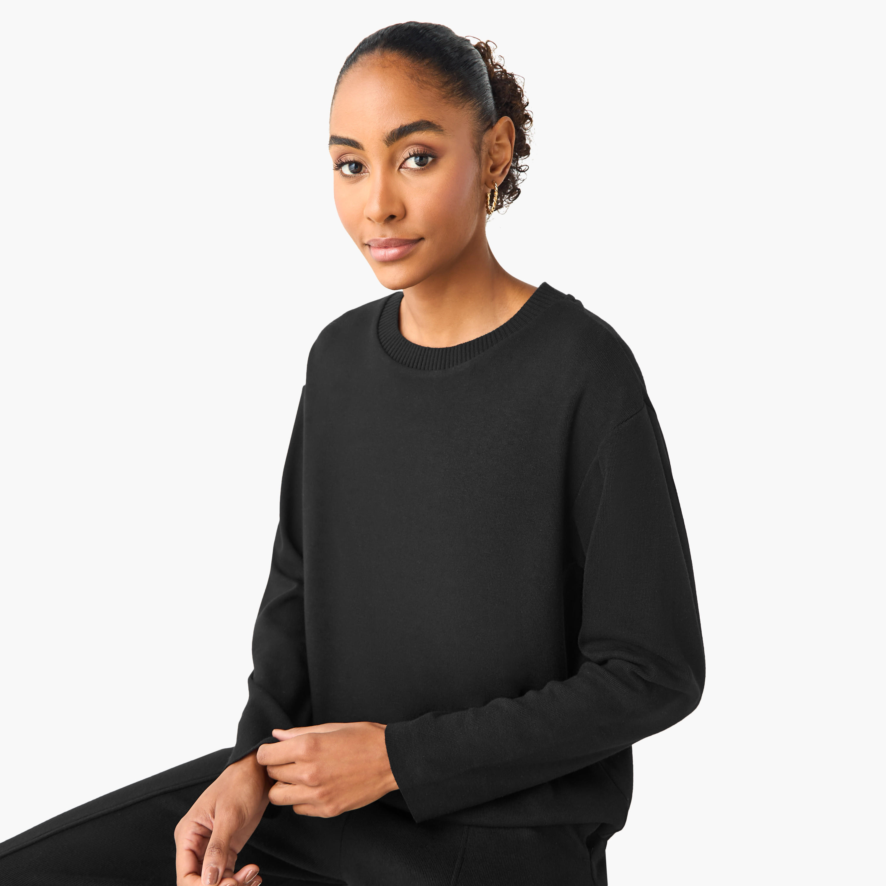 Regular Fit Ribbed Round Neck Sweater-women-clothing-cardigansandjumpers-jumpers-image-1
