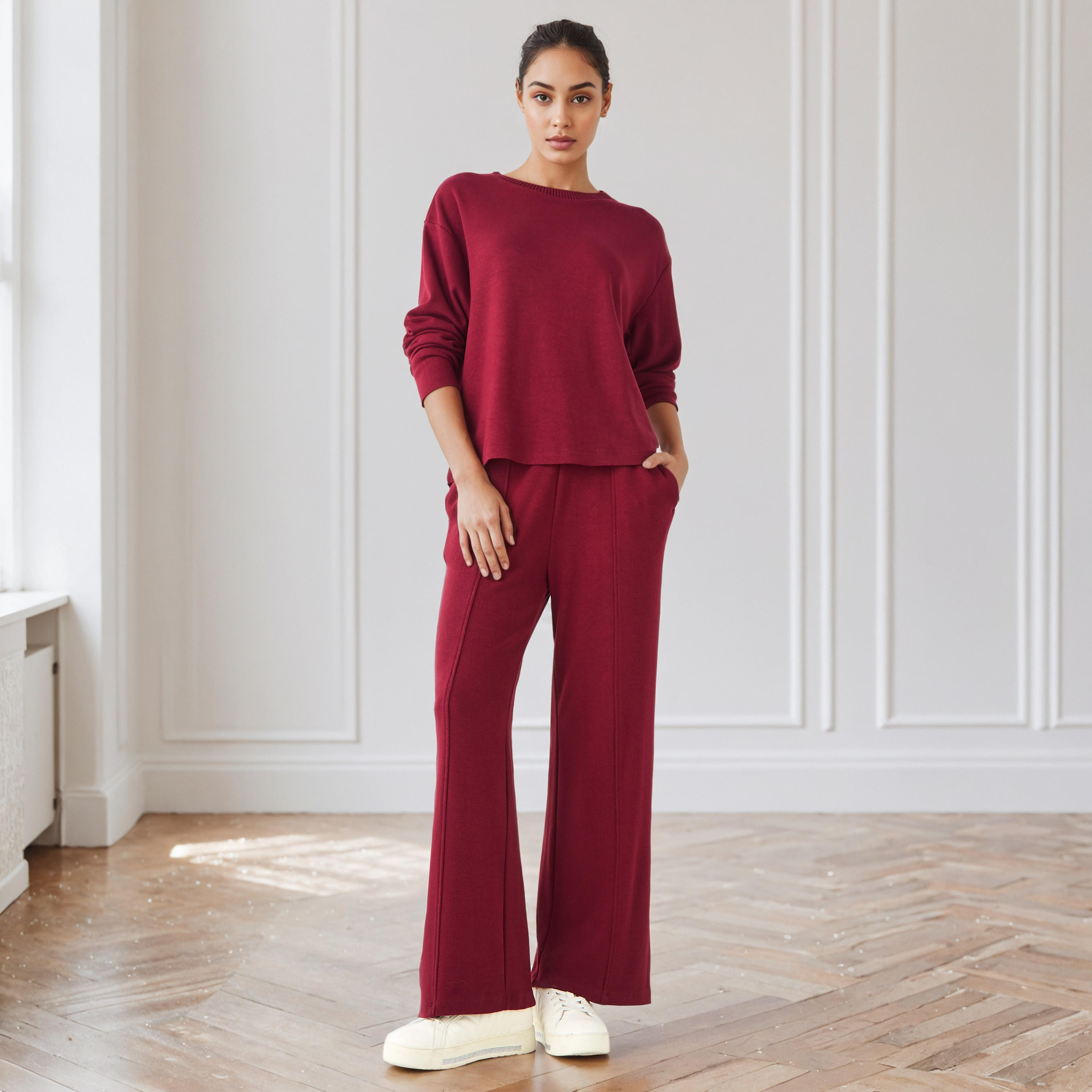 كنزة مضلعة بقصّة عادية وياقة مستديرة-women-clothing-cardigansandjumpers-jumpers-image-4