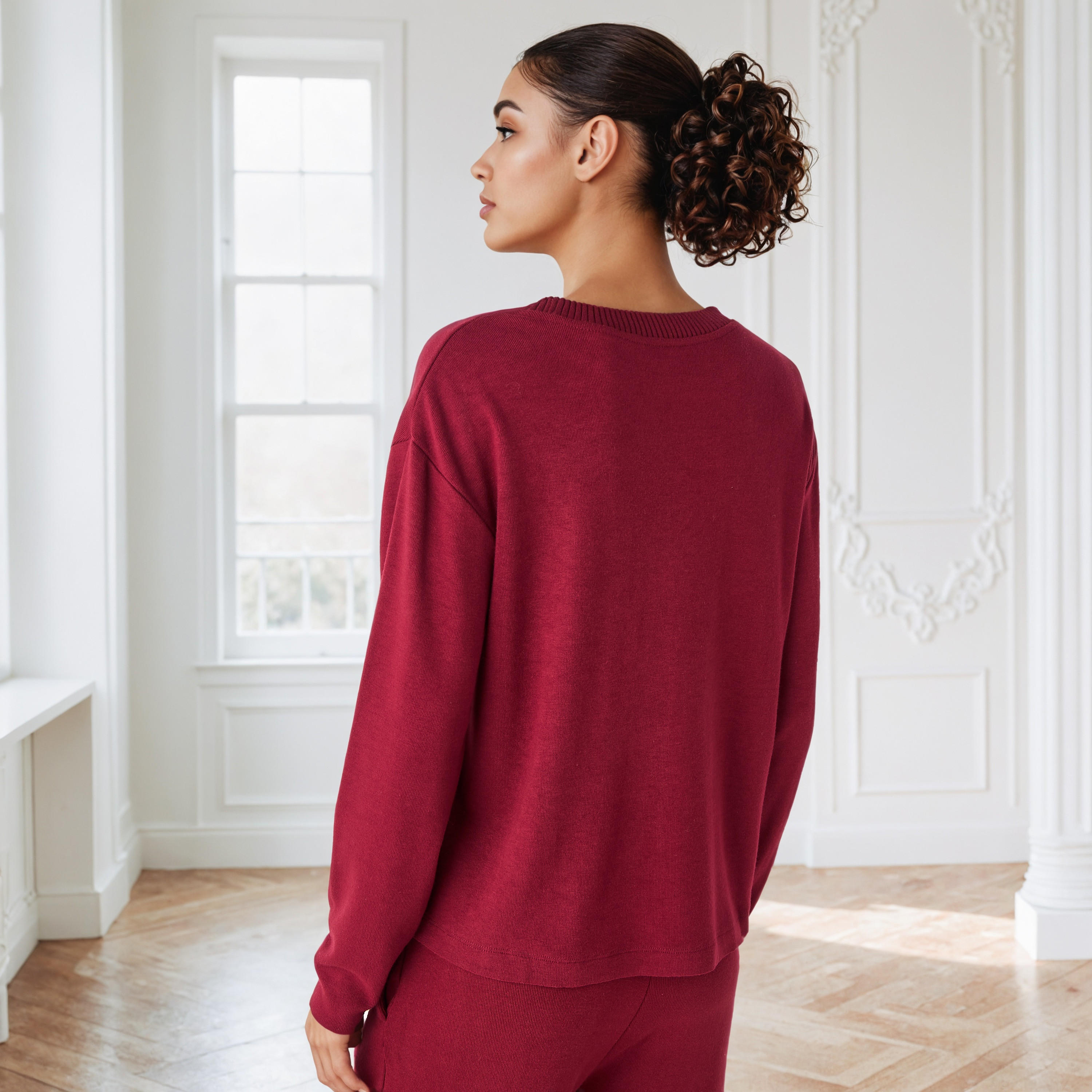 كنزة مضلعة بقصّة عادية وياقة مستديرة-women-clothing-cardigansandjumpers-jumpers-image-2