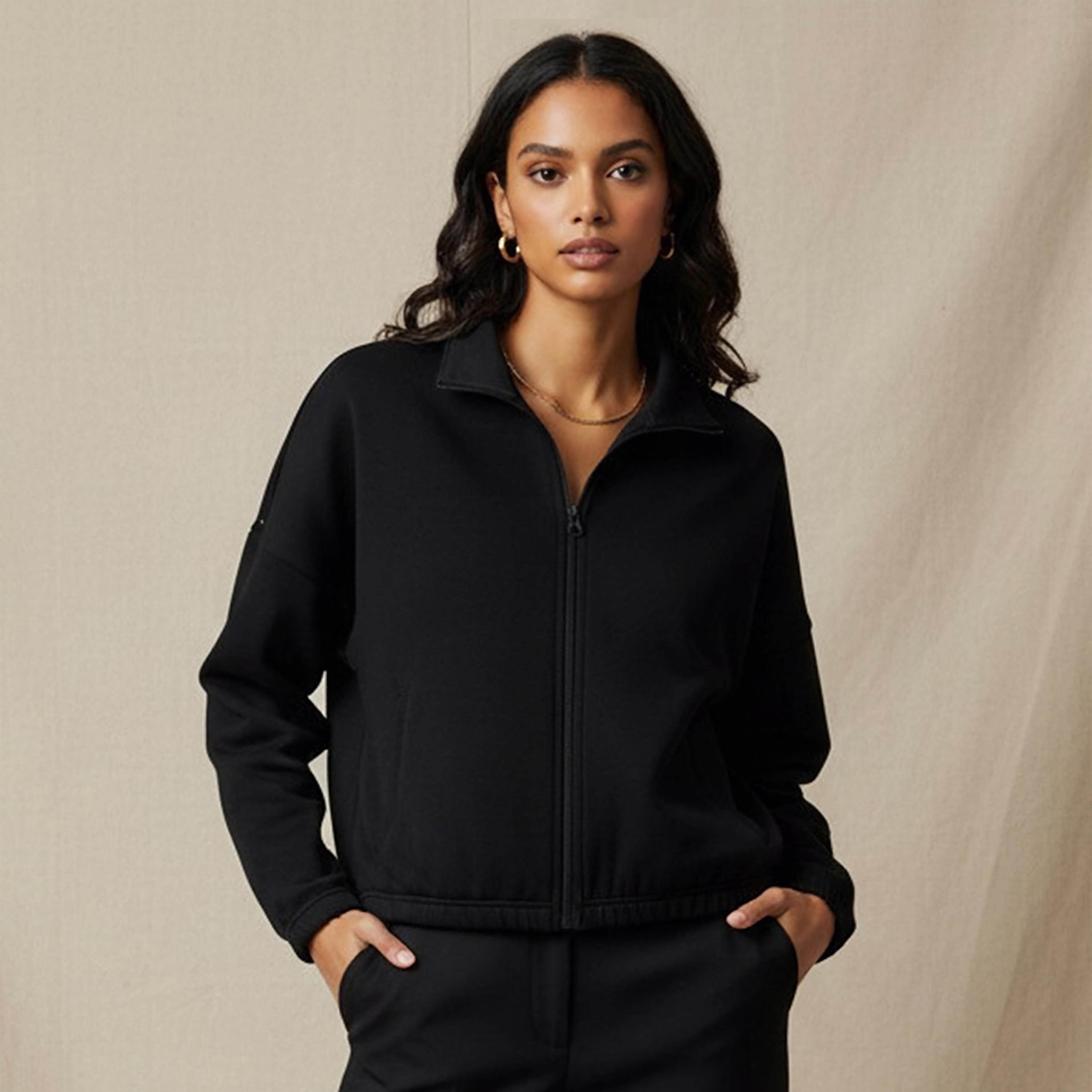 Regular Fit Jacket with Pockets-women-winterwear-coatsandjackets-jackets-image-1