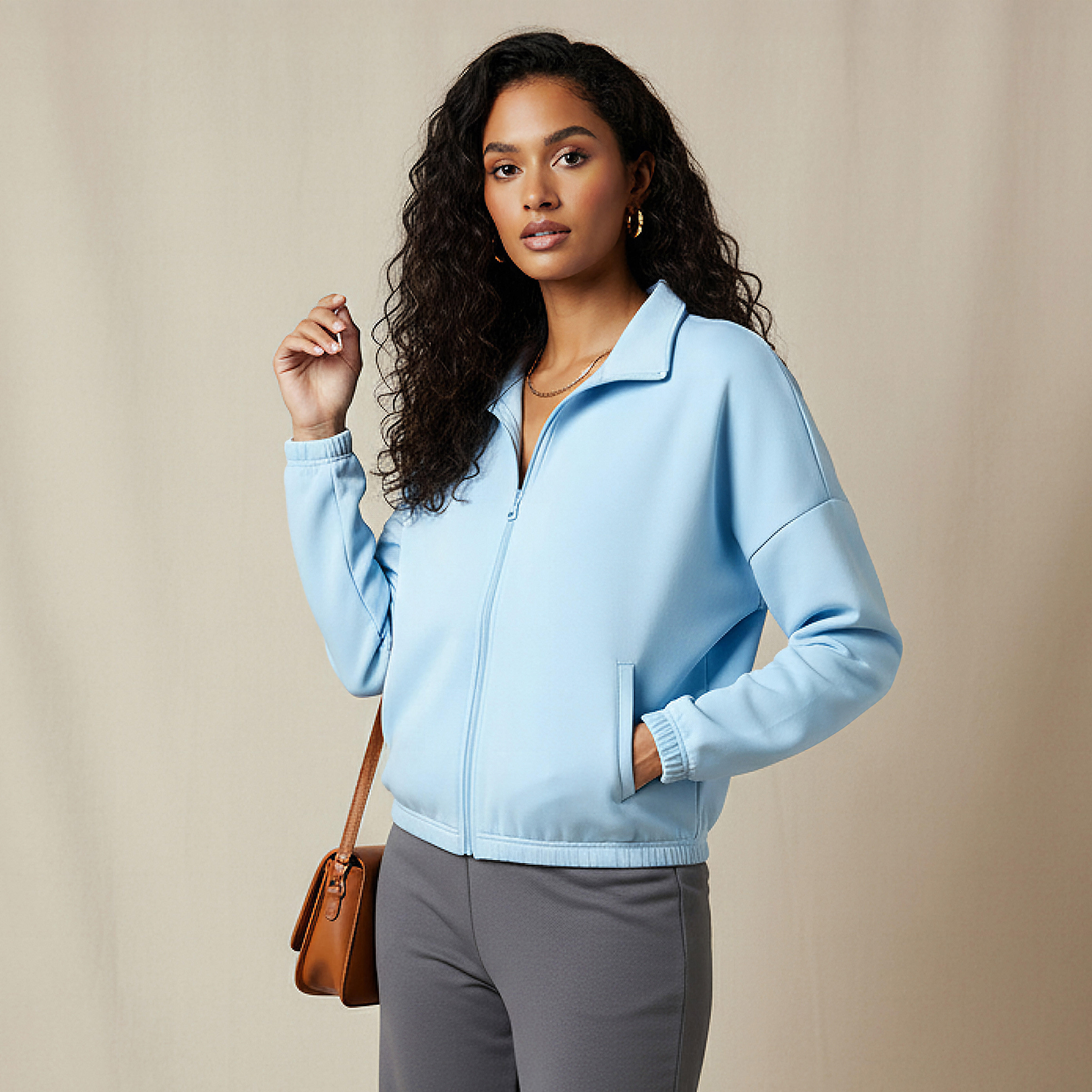 Regular Fit Jacket with Pockets-women-winterwear-coatsandjackets-jackets-image-1