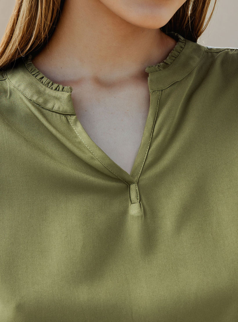 Regular Fit Mandarin Collar Top-women-clothing-shirtsandblouses-blouses-image-3