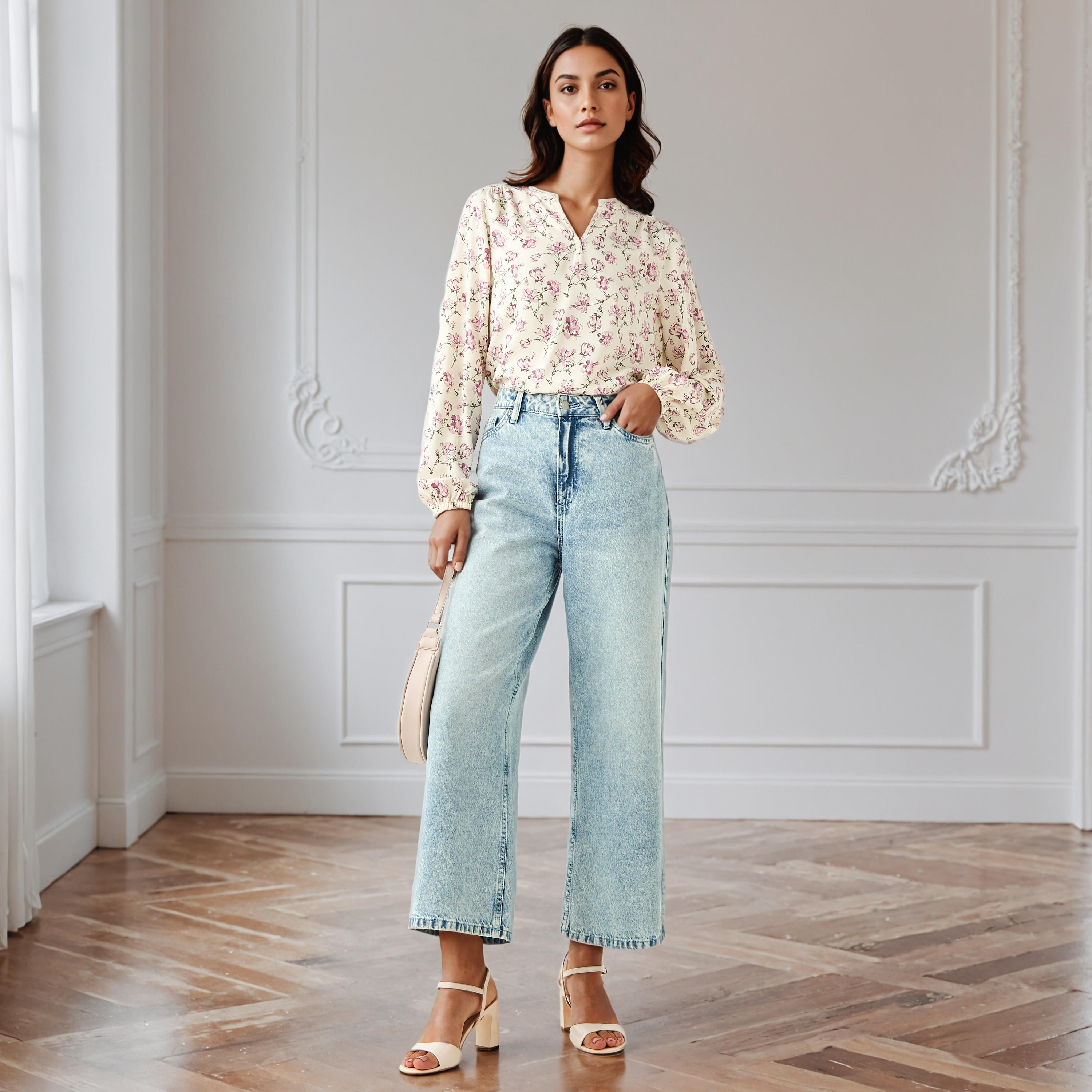 Floral Print Top with Collar-women-clothing-shirtsandblouses-blouses-image-2