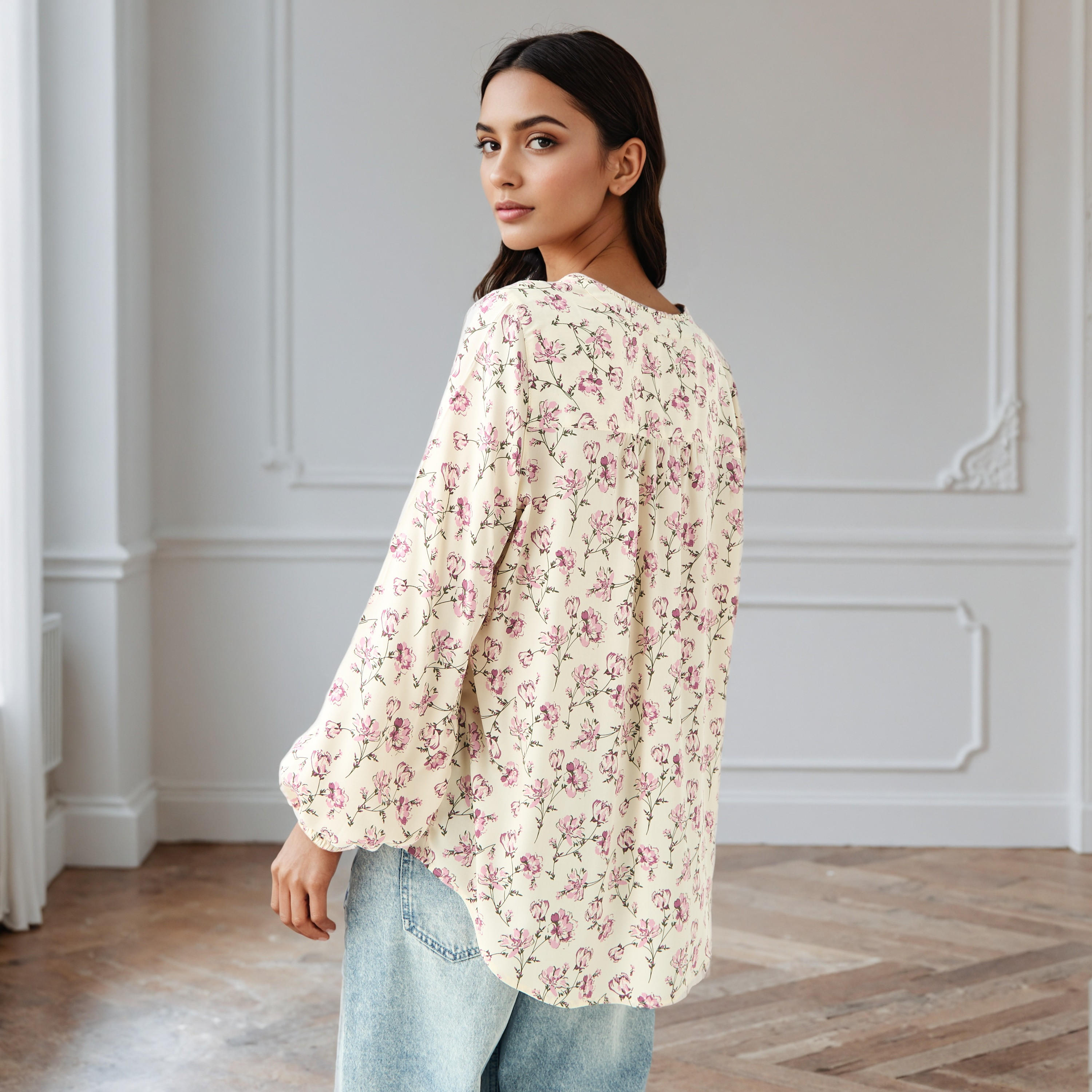 Floral Print Top with Collar-women-clothing-shirtsandblouses-blouses-image-3