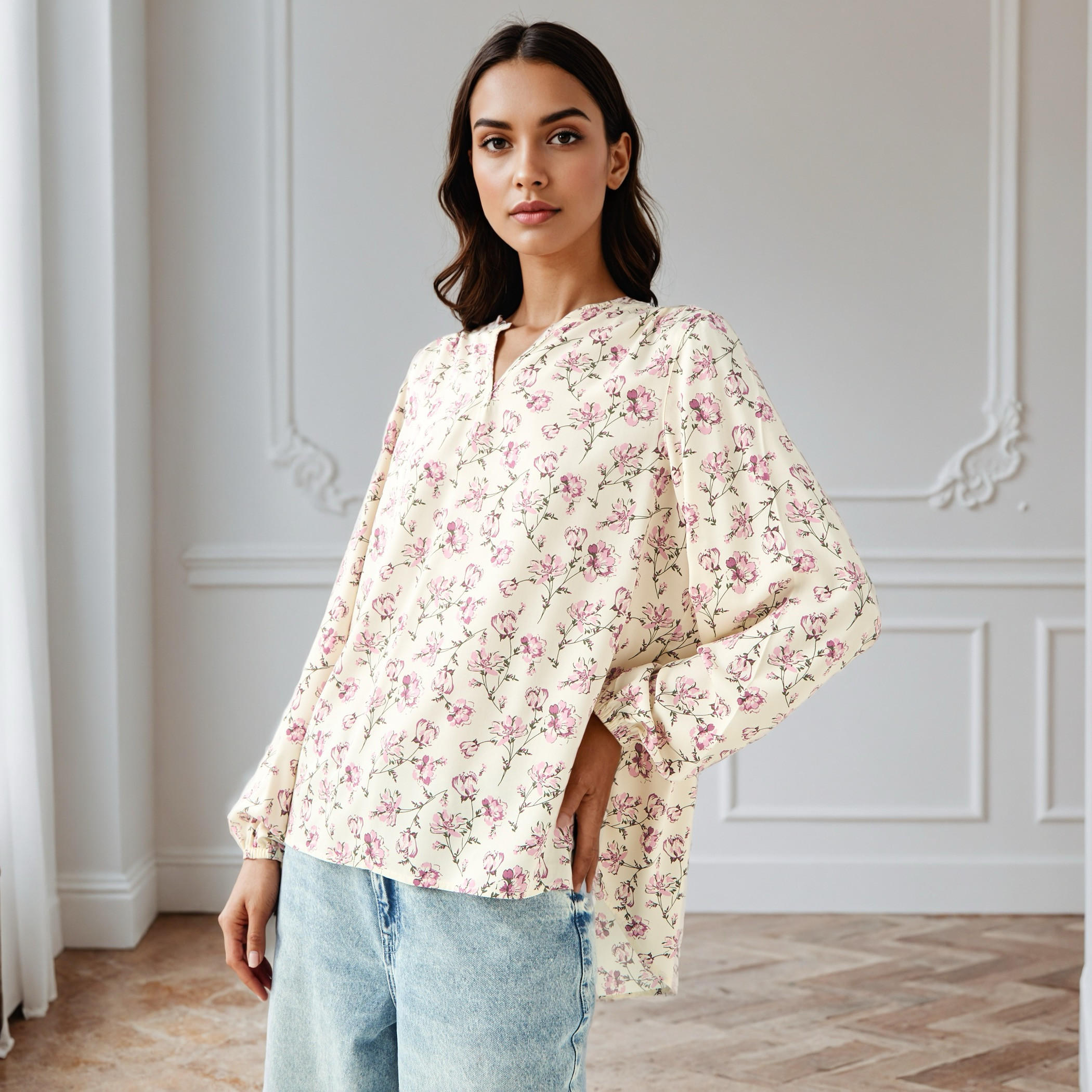 Floral Print Top with Collar-women-clothing-shirtsandblouses-blouses-image-6
